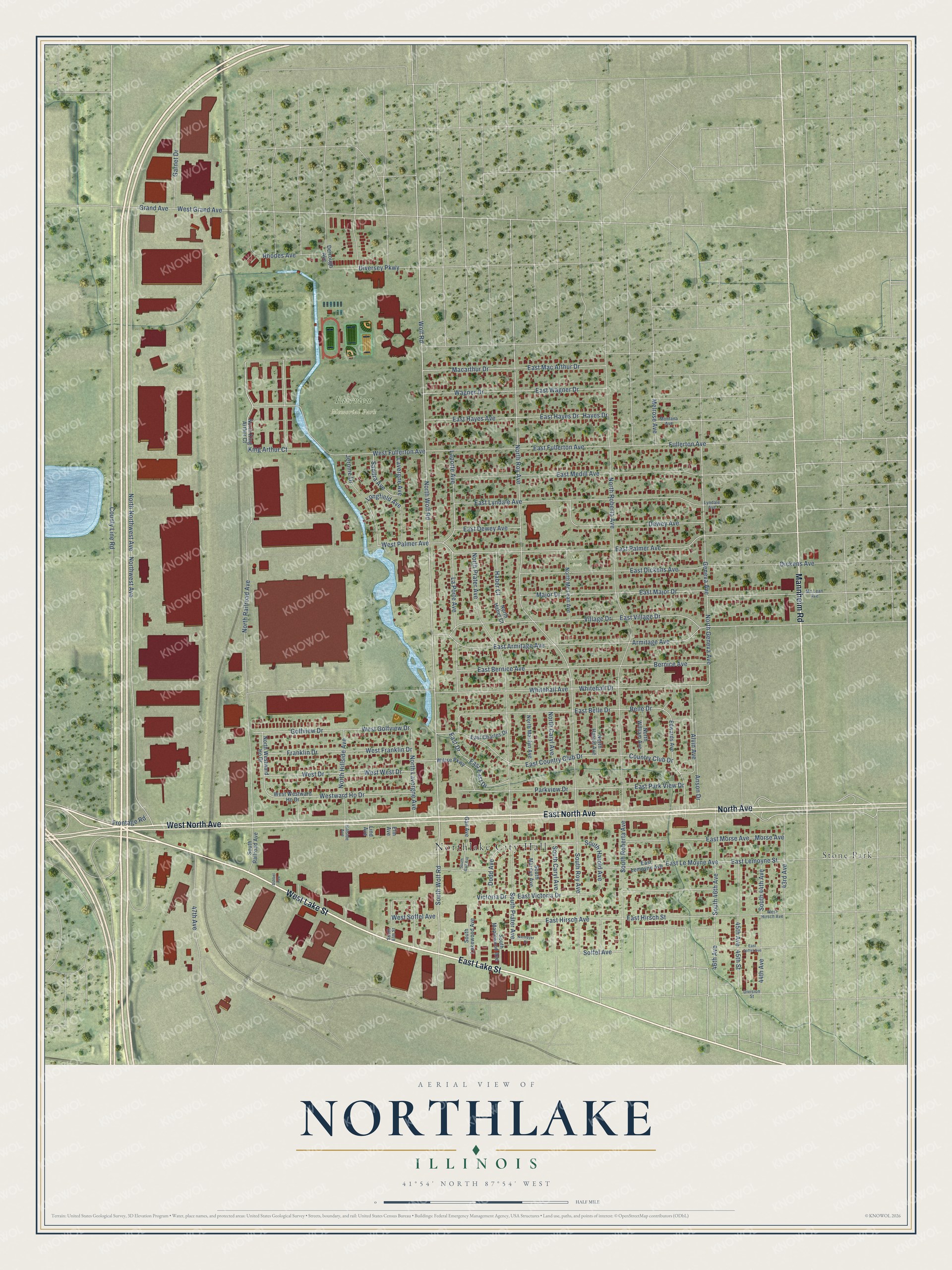 Watermarked full-map preview of Northlake, Illinois