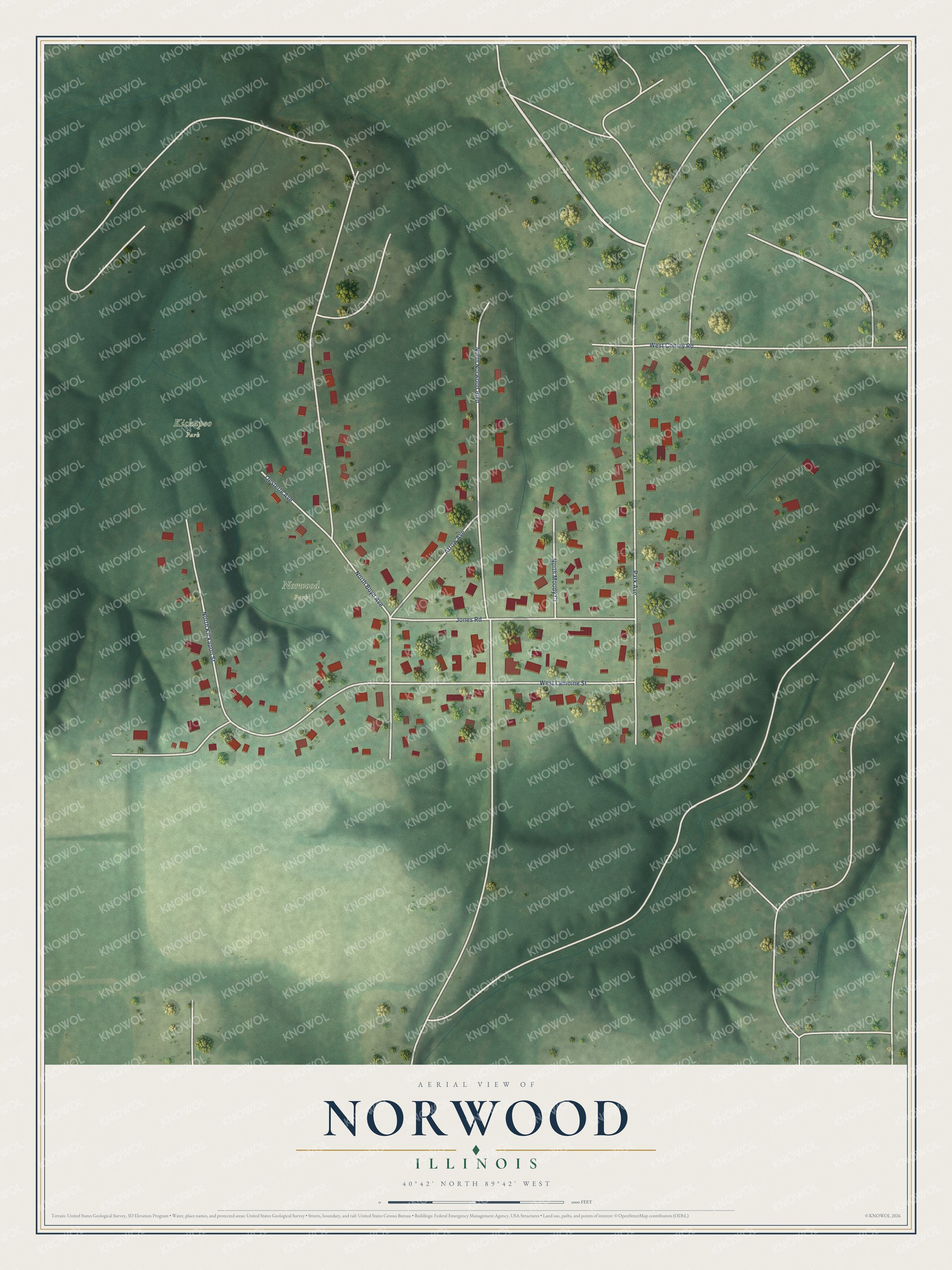 Watermarked full-map preview of Norwood, Illinois