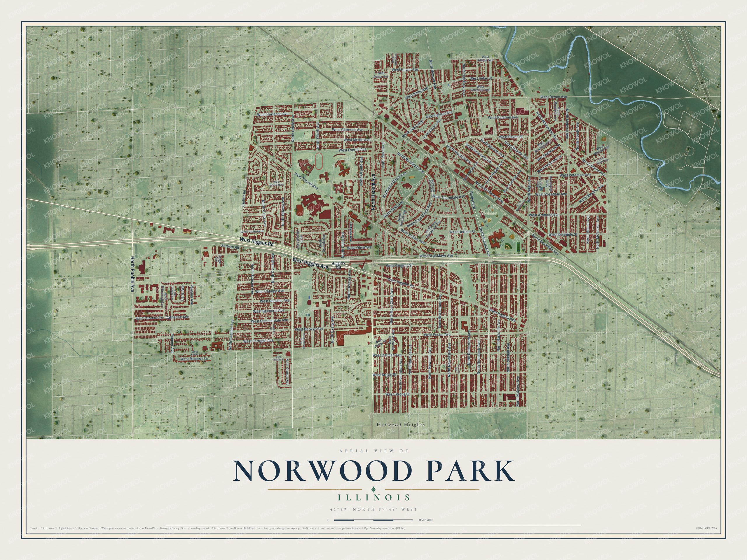 Watermarked full-map preview of Norwood Park, Illinois