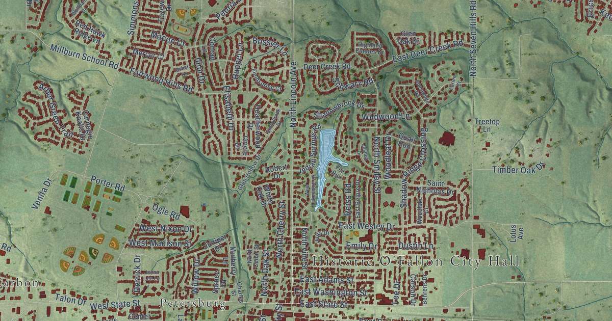 Map of O’Fallon, Illinois in 2026