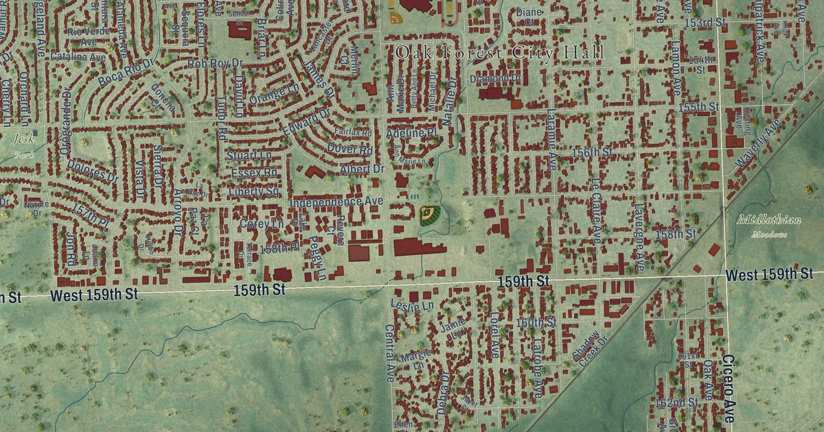 Map of Oak Forest, Illinois in 2026