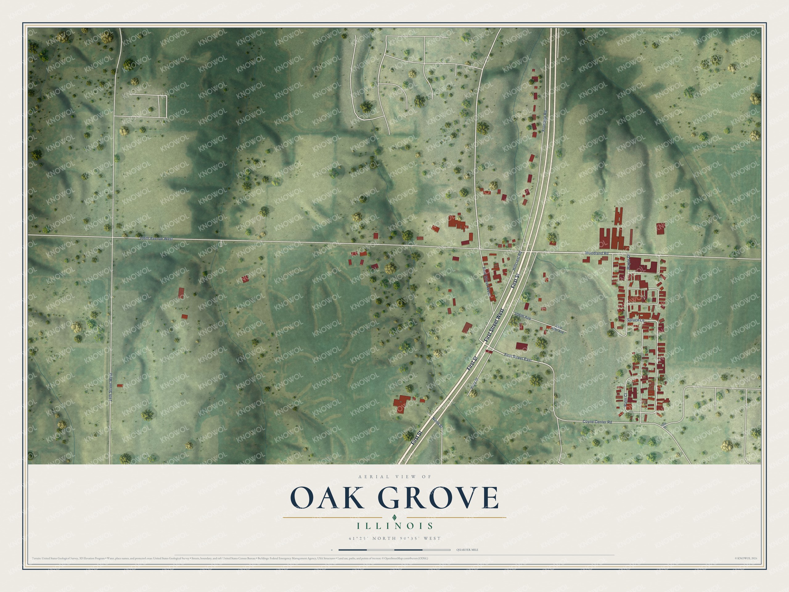 Watermarked full-map preview of Oak Grove, Illinois