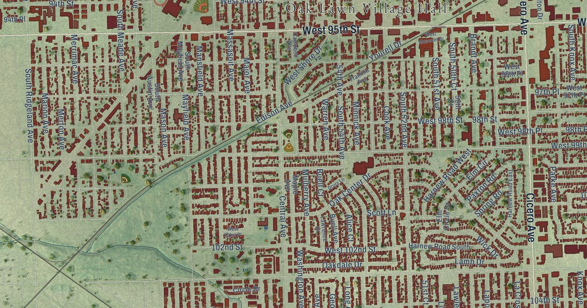 Map of Oak Lawn, Illinois in 2026