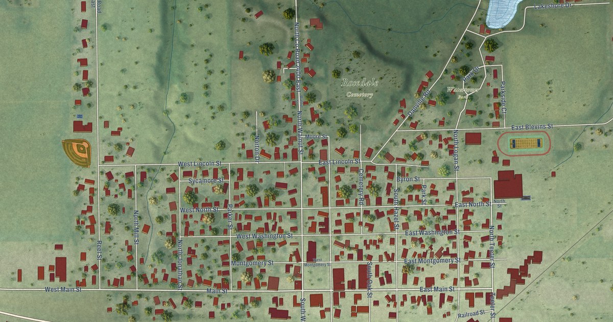 Map of Oakland, Illinois in 2026