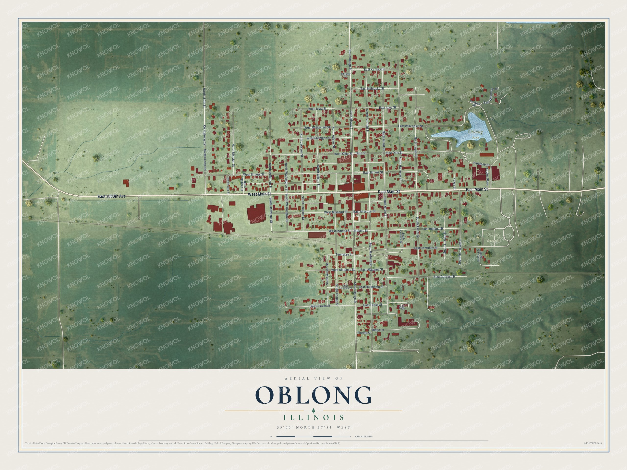 Watermarked full-map preview of Oblong, Illinois