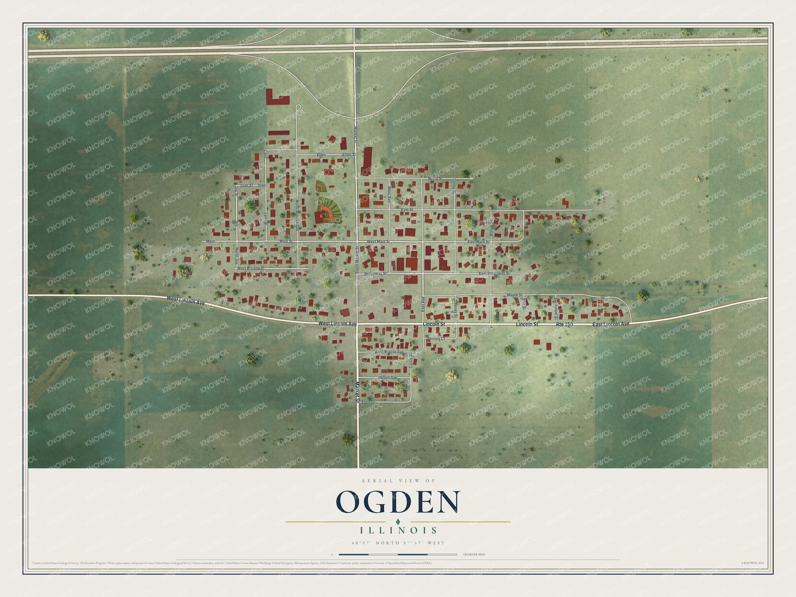 Watermarked full-map preview of Ogden, Illinois