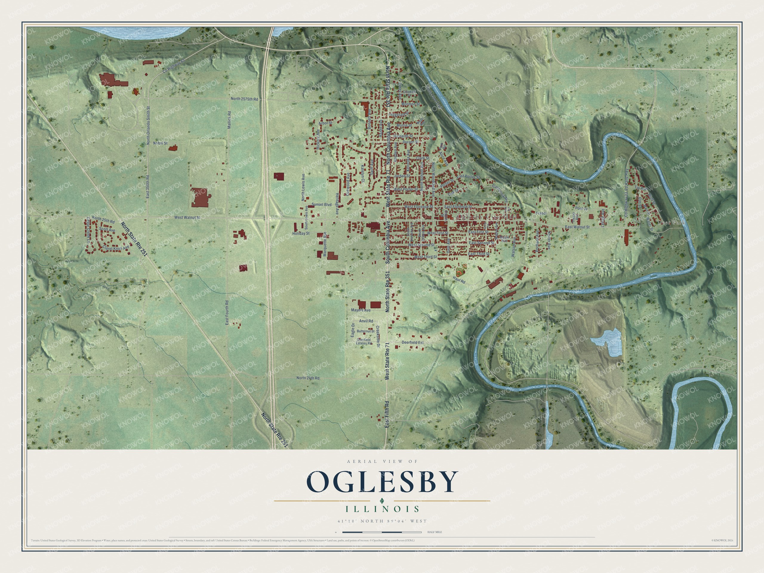 Watermarked full-map preview of Oglesby, Illinois
