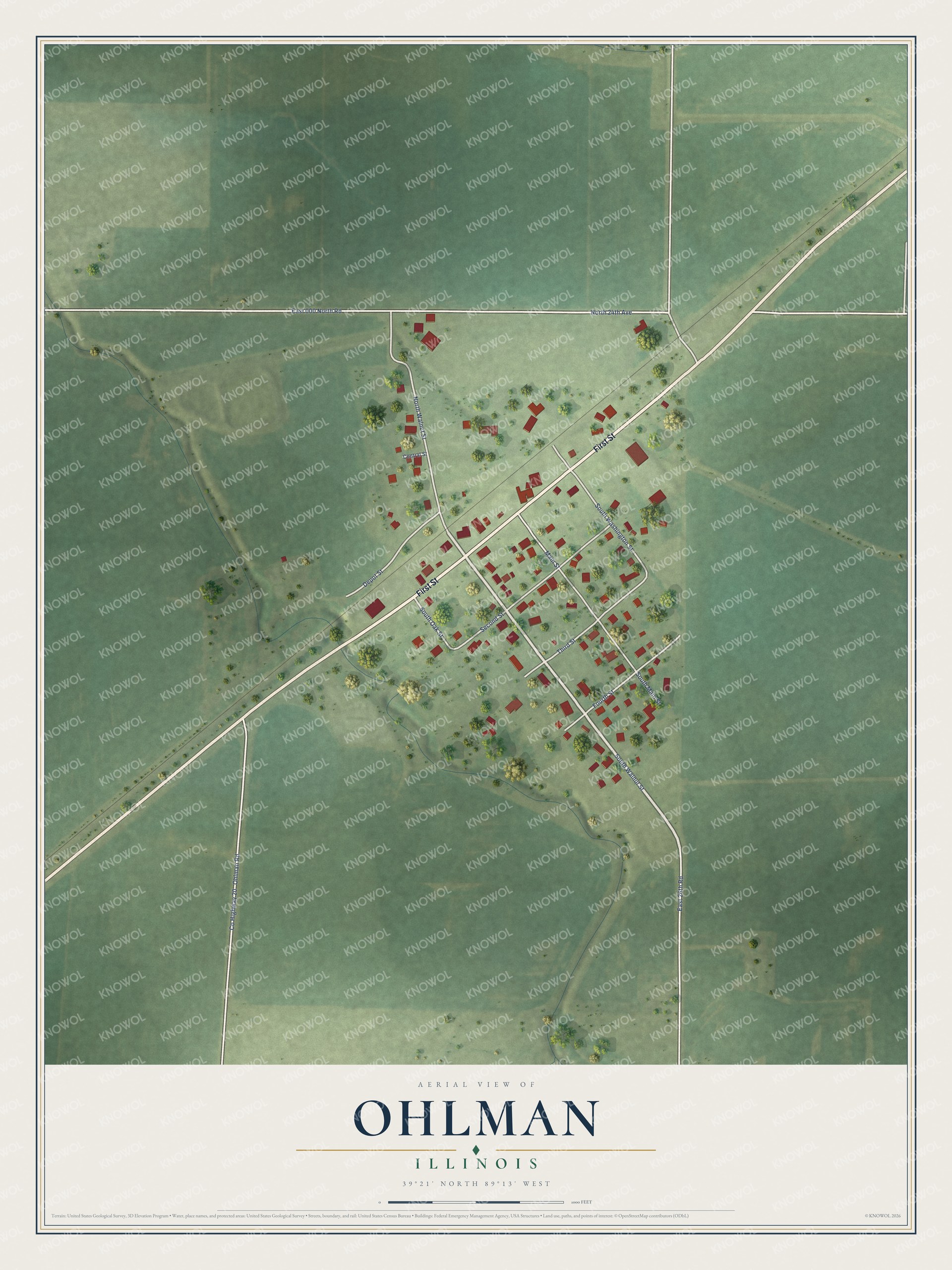 Watermarked full-map preview of Ohlman, Illinois