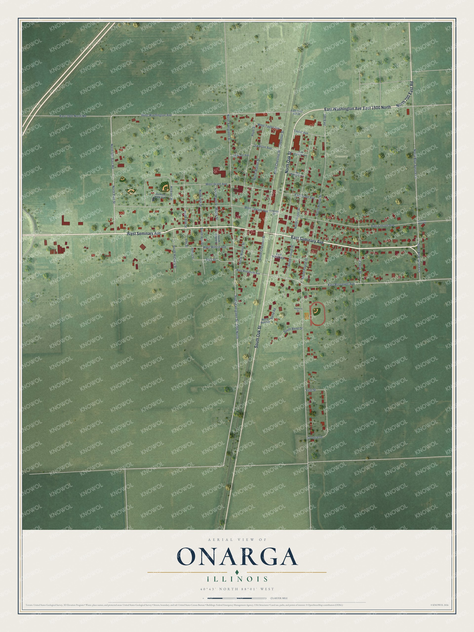 Watermarked full-map preview of Onarga, Illinois