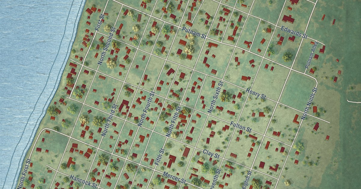 Map of Oquawka, Illinois in 2026