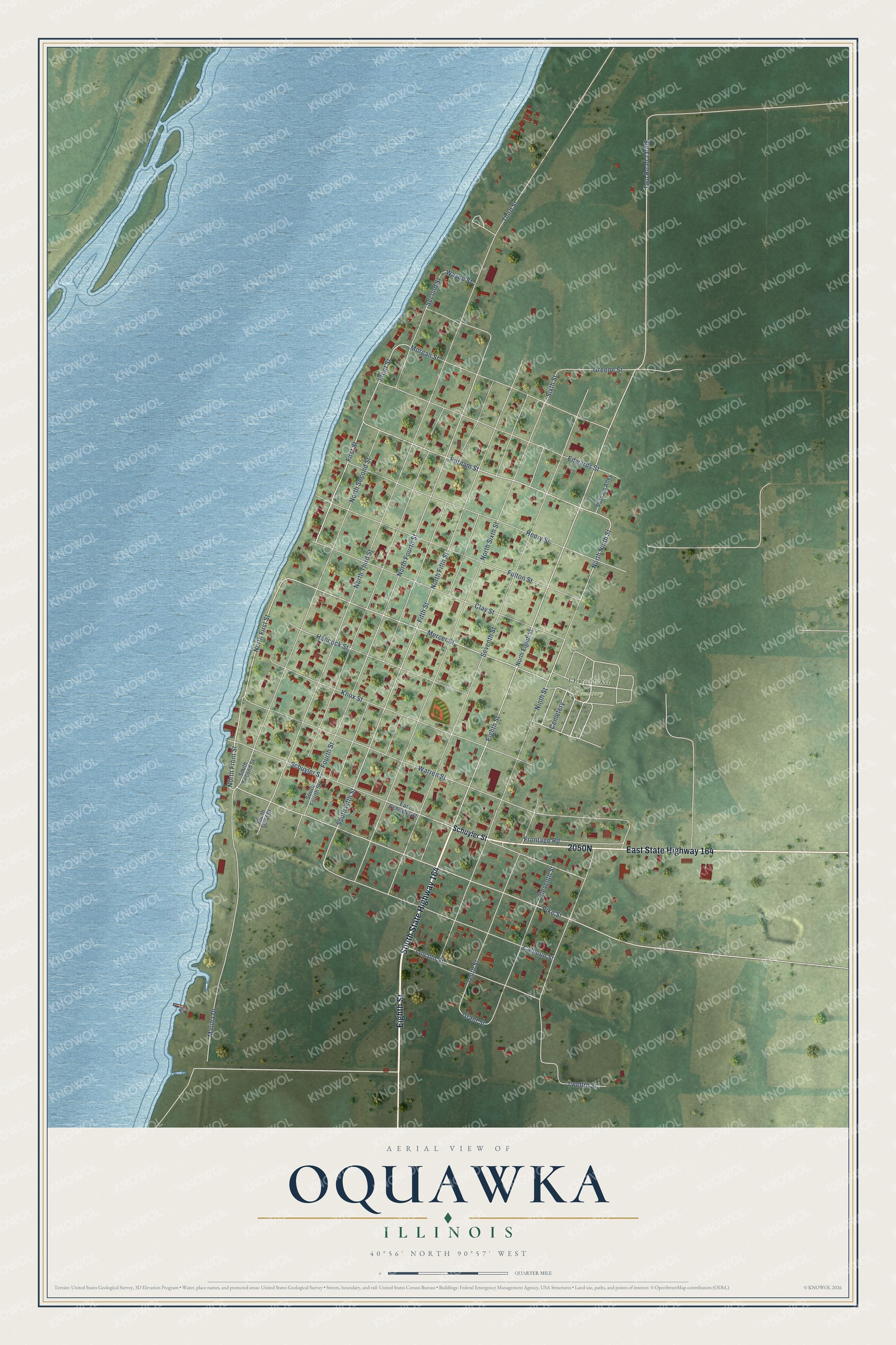 Watermarked full-map preview of Oquawka, Illinois