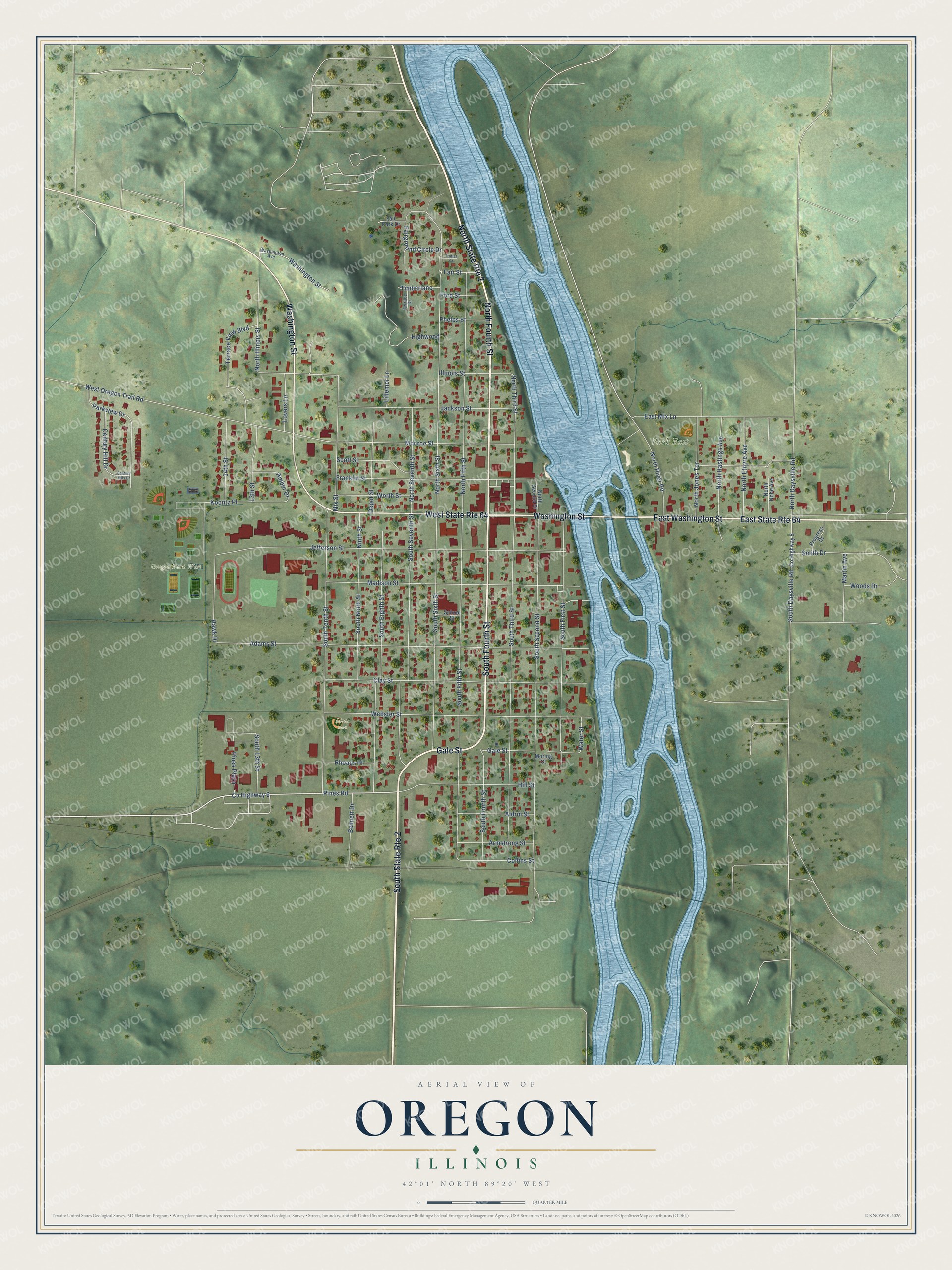 Watermarked full-map preview of Oregon, Illinois
