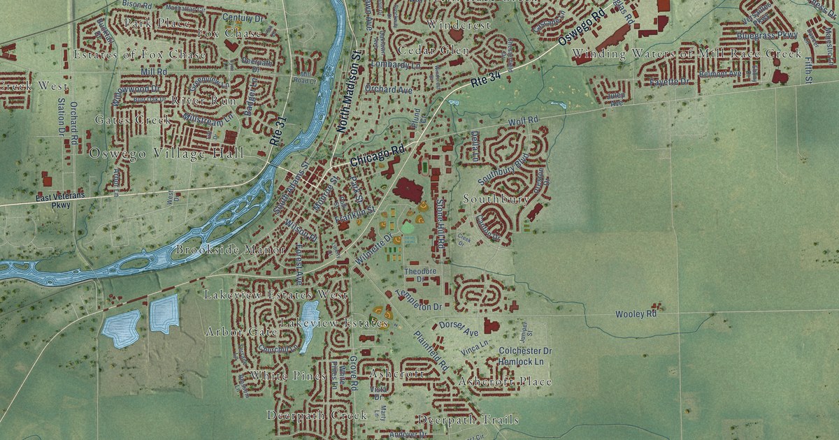 Map of Oswego, Illinois in 2026