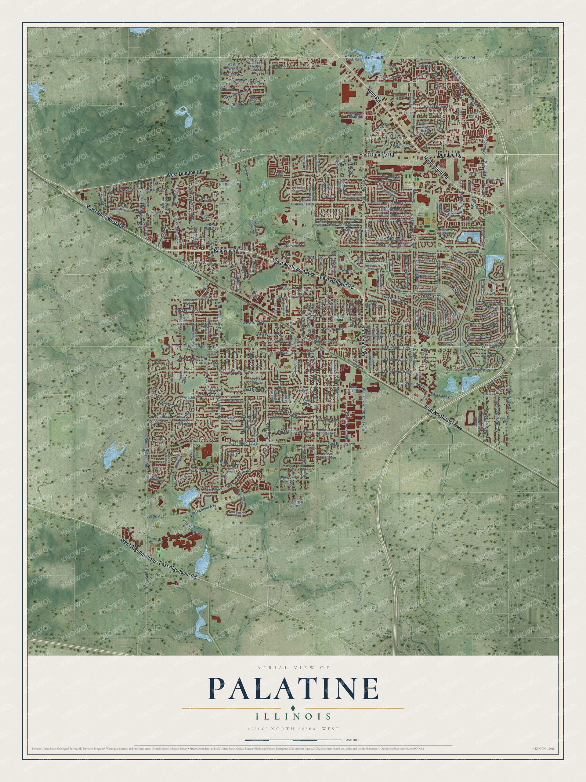 Watermarked full-map preview of Palatine, Illinois