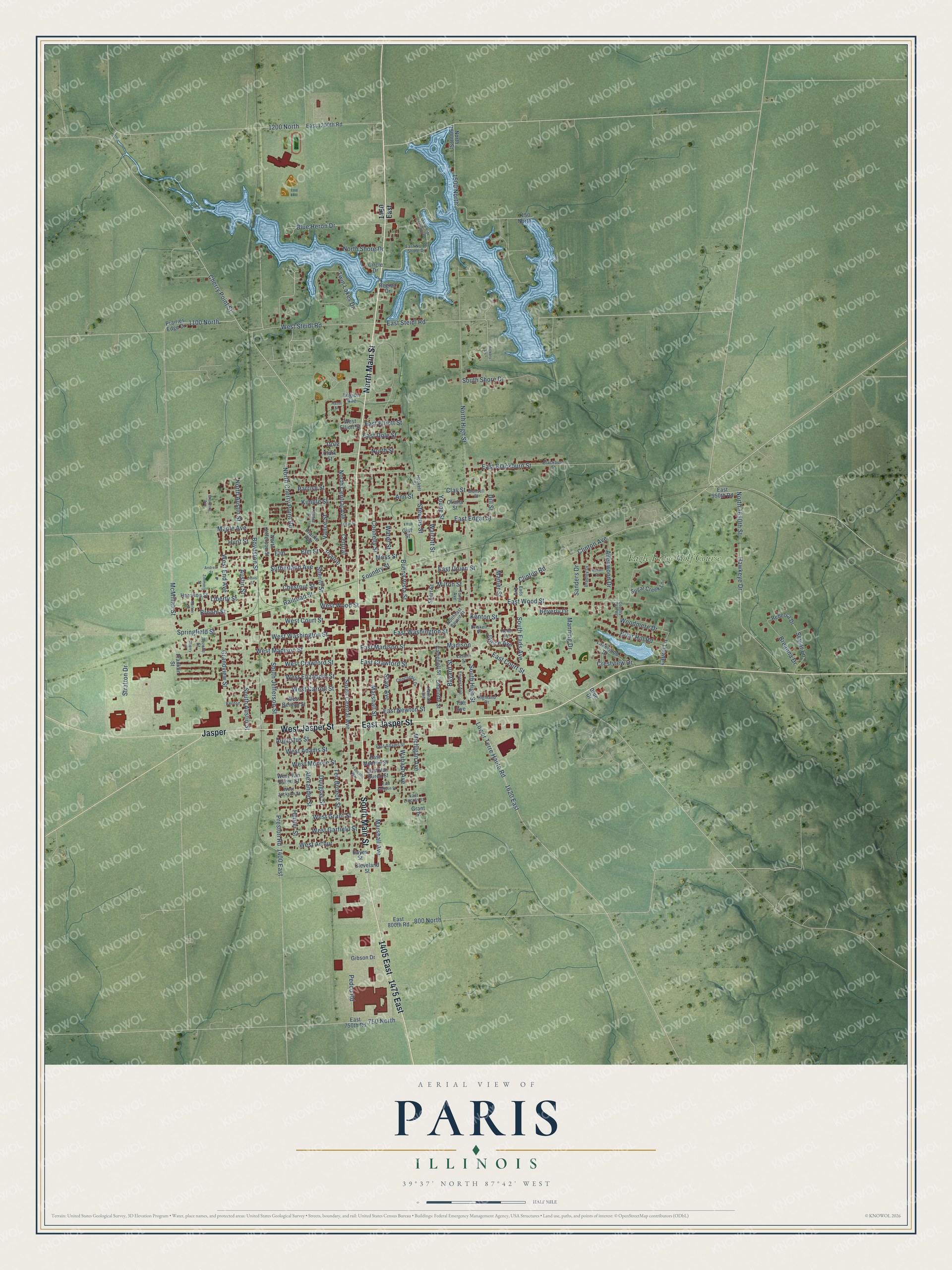 Watermarked full-map preview of Paris, Illinois