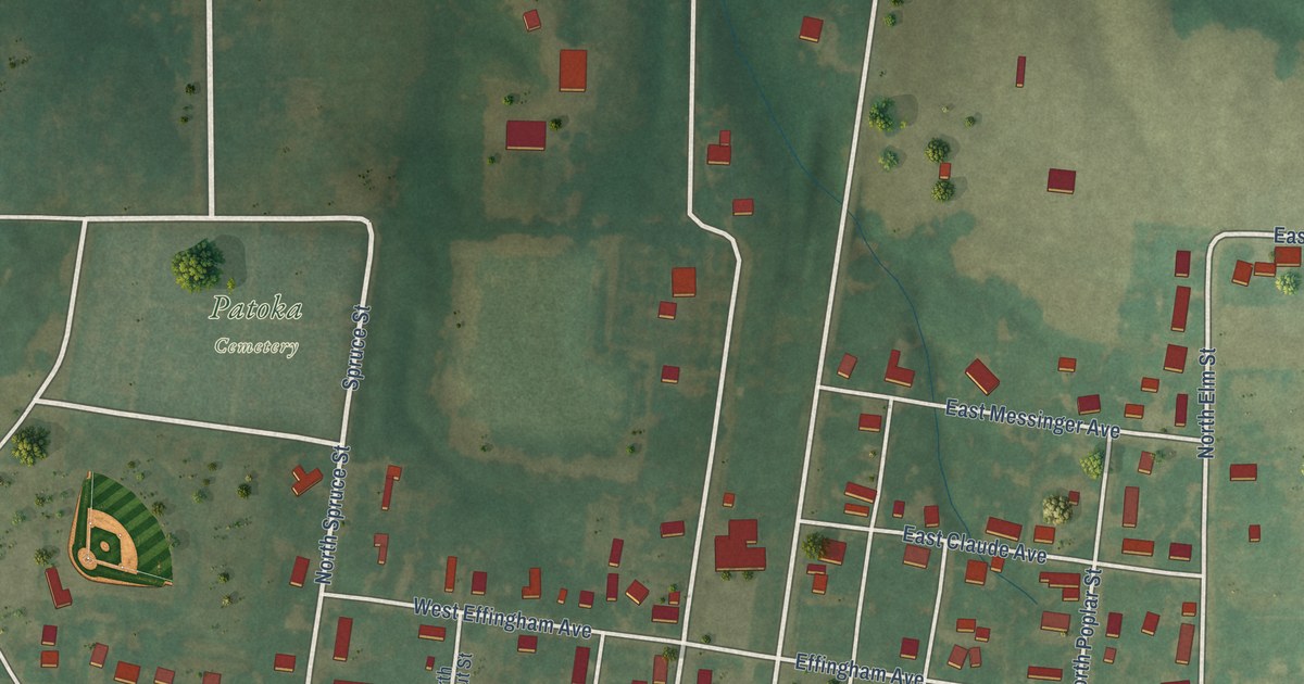 Map of Patoka, Illinois in 2026