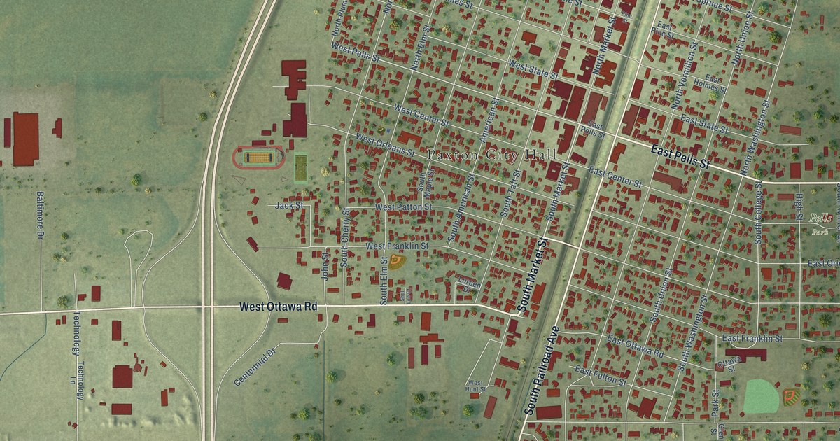 Map of Paxton, Illinois in 2026