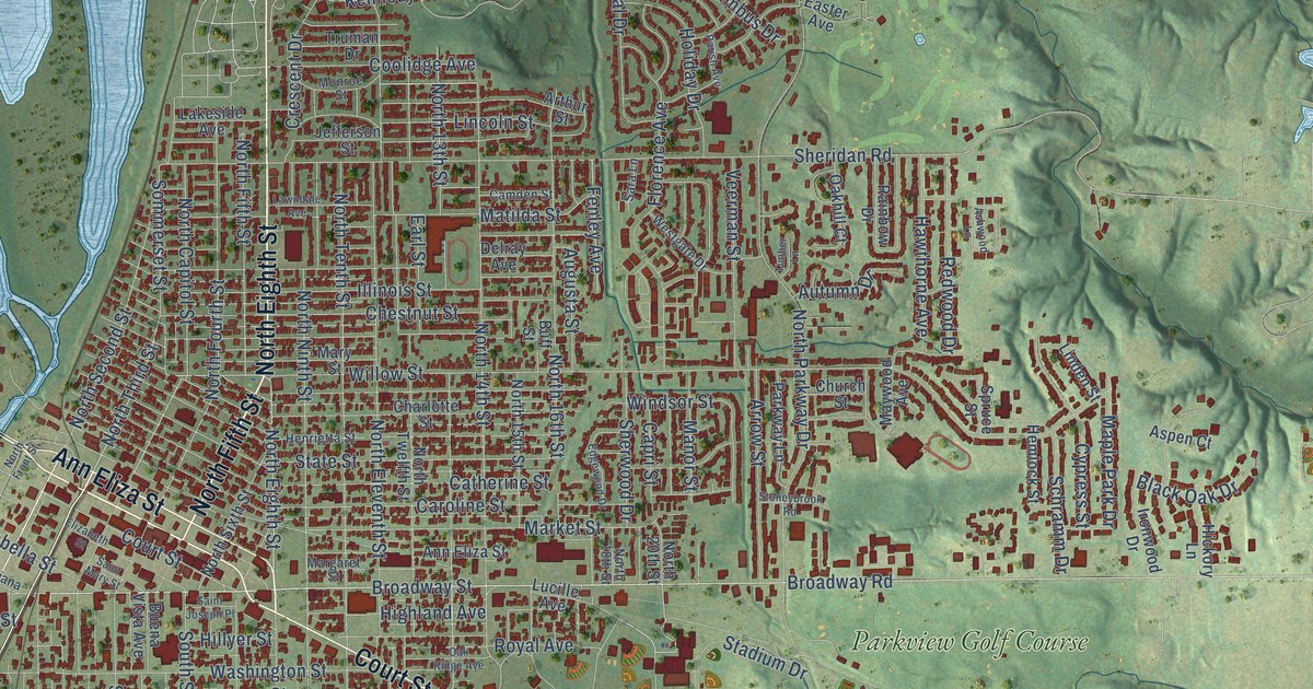 Map of Pekin, Illinois in 2026