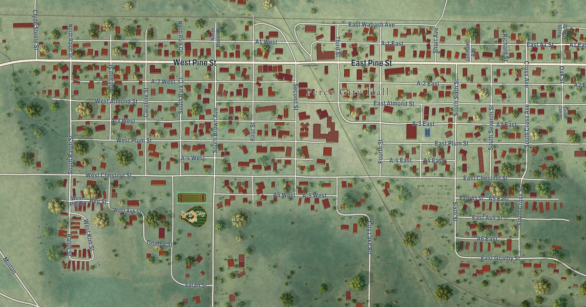 Map of Percy, Illinois in 2026