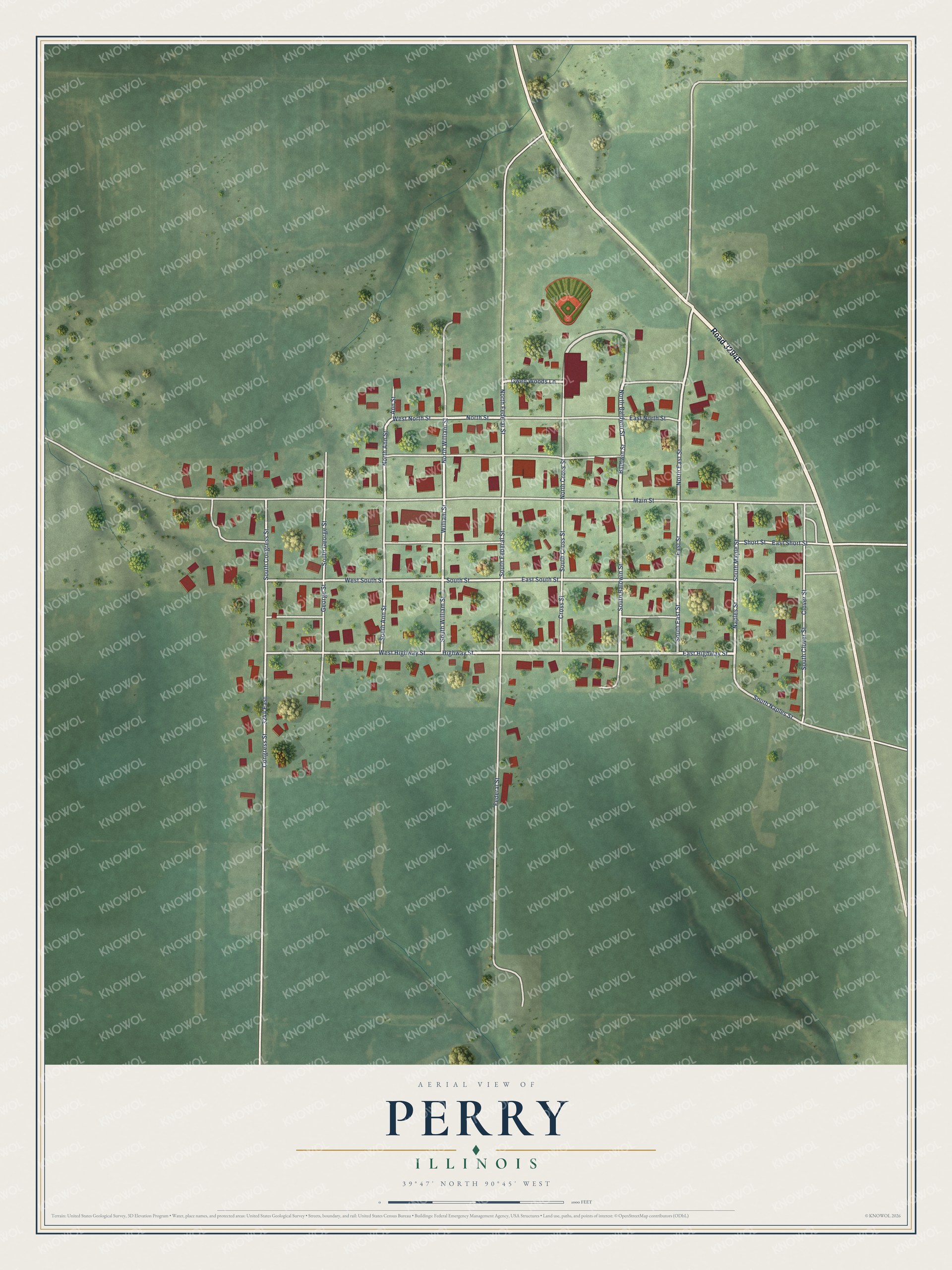 Watermarked full-map preview of Perry, Illinois