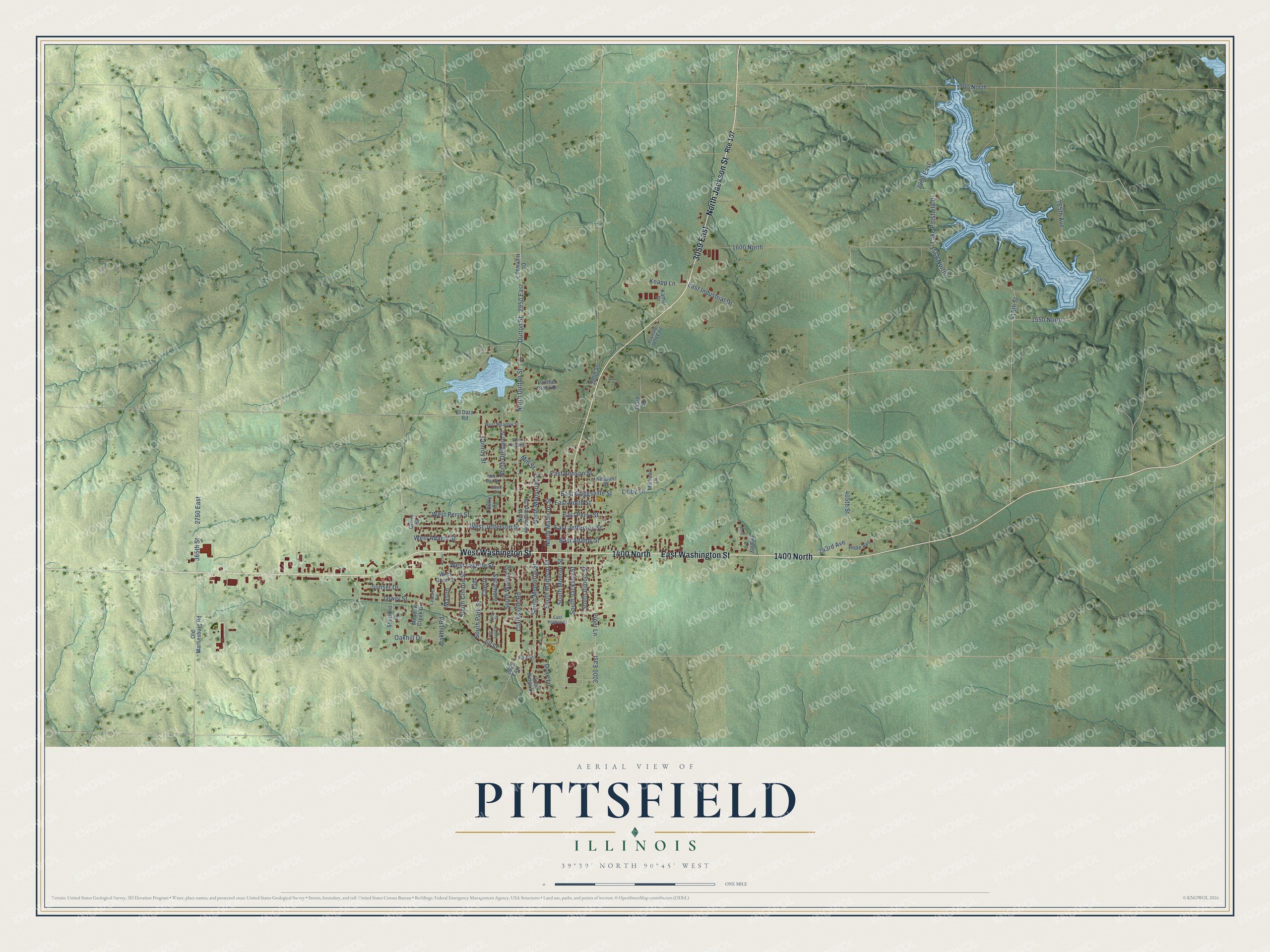 Watermarked full-map preview of Pittsfield, Illinois