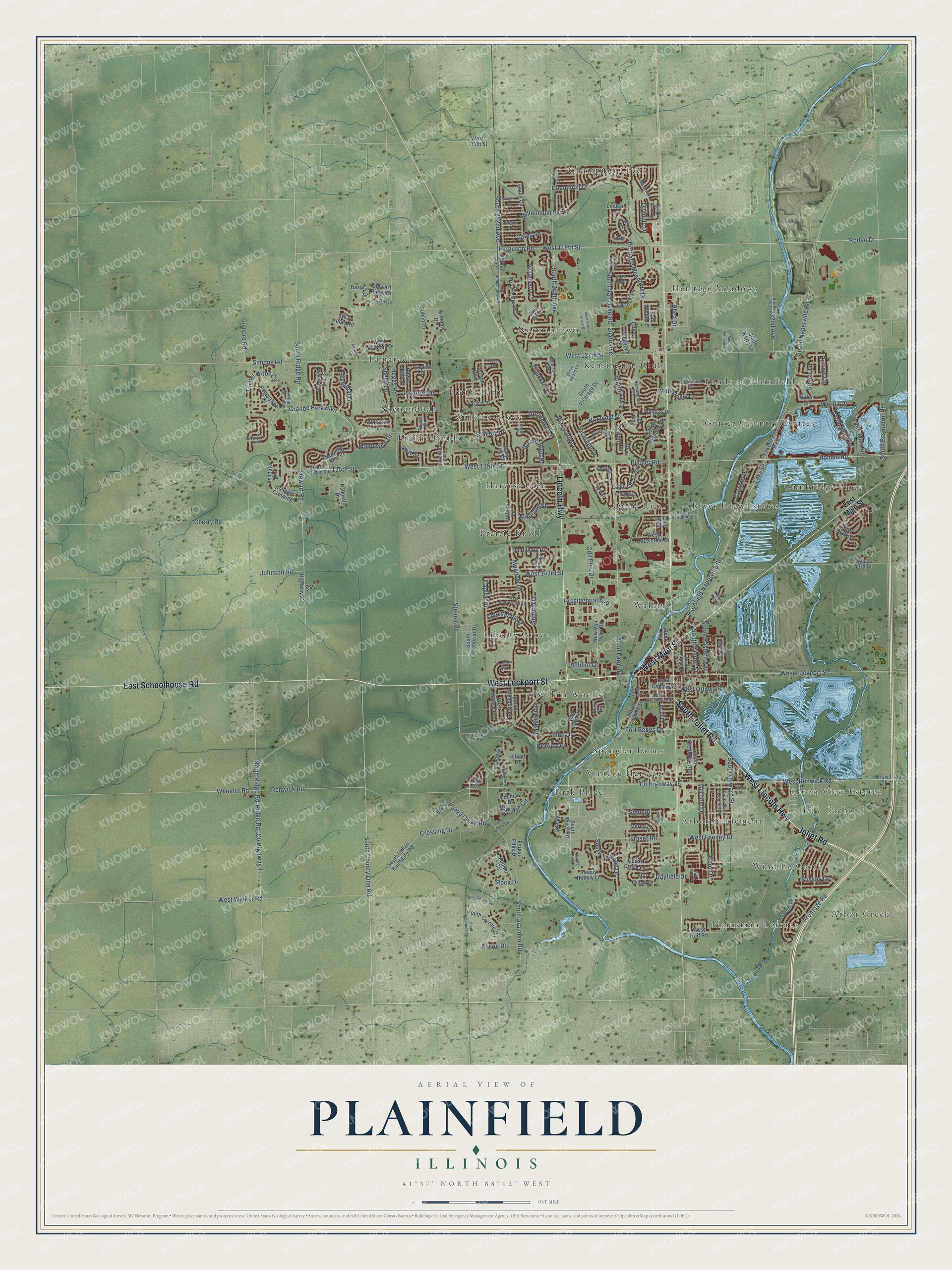 Watermarked full-map preview of Plainfield, Illinois