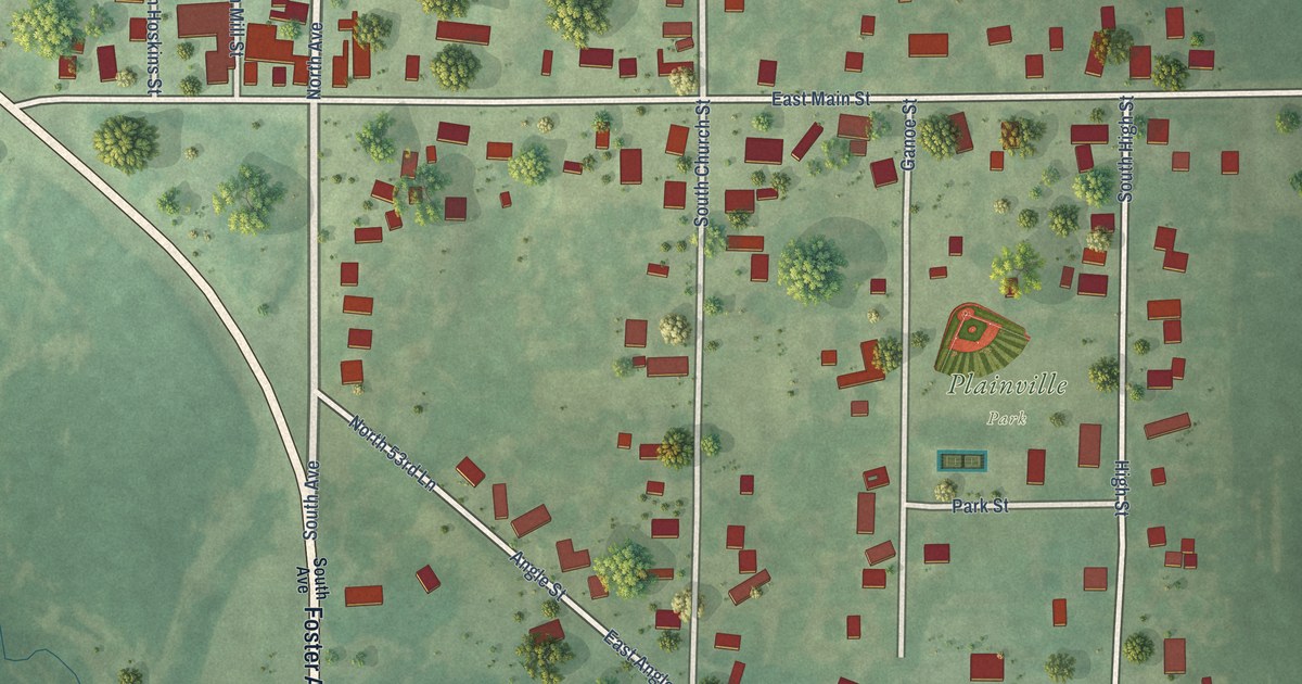 Map of Plainville, Illinois in 2026