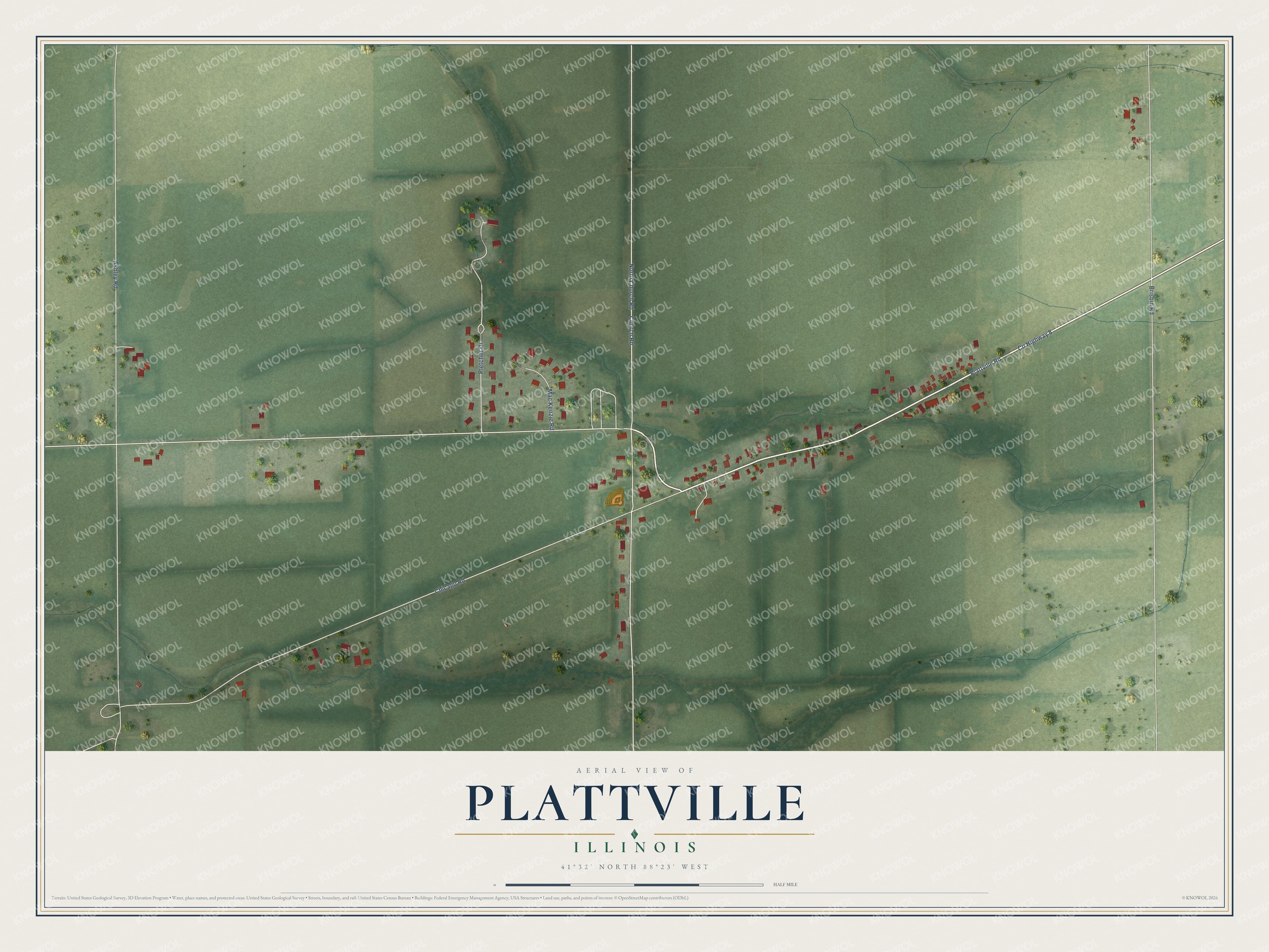 Watermarked full-map preview of Plattville, Illinois