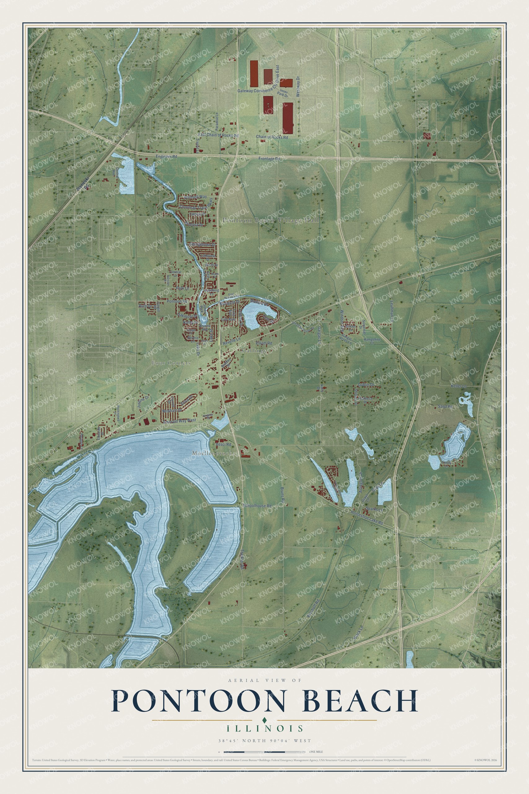Watermarked full-map preview of Pontoon Beach, Illinois