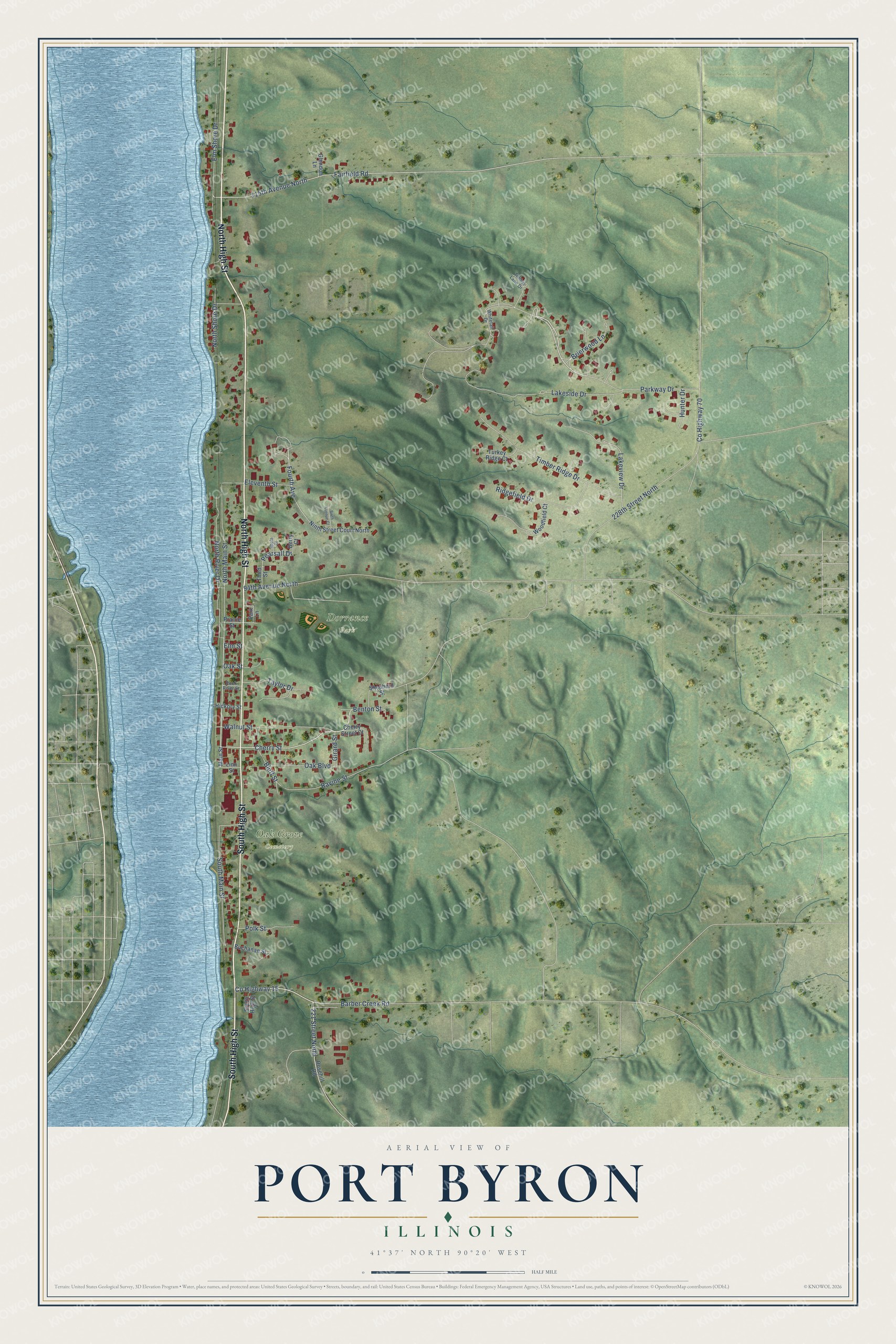 Watermarked full-map preview of Port Byron, Illinois