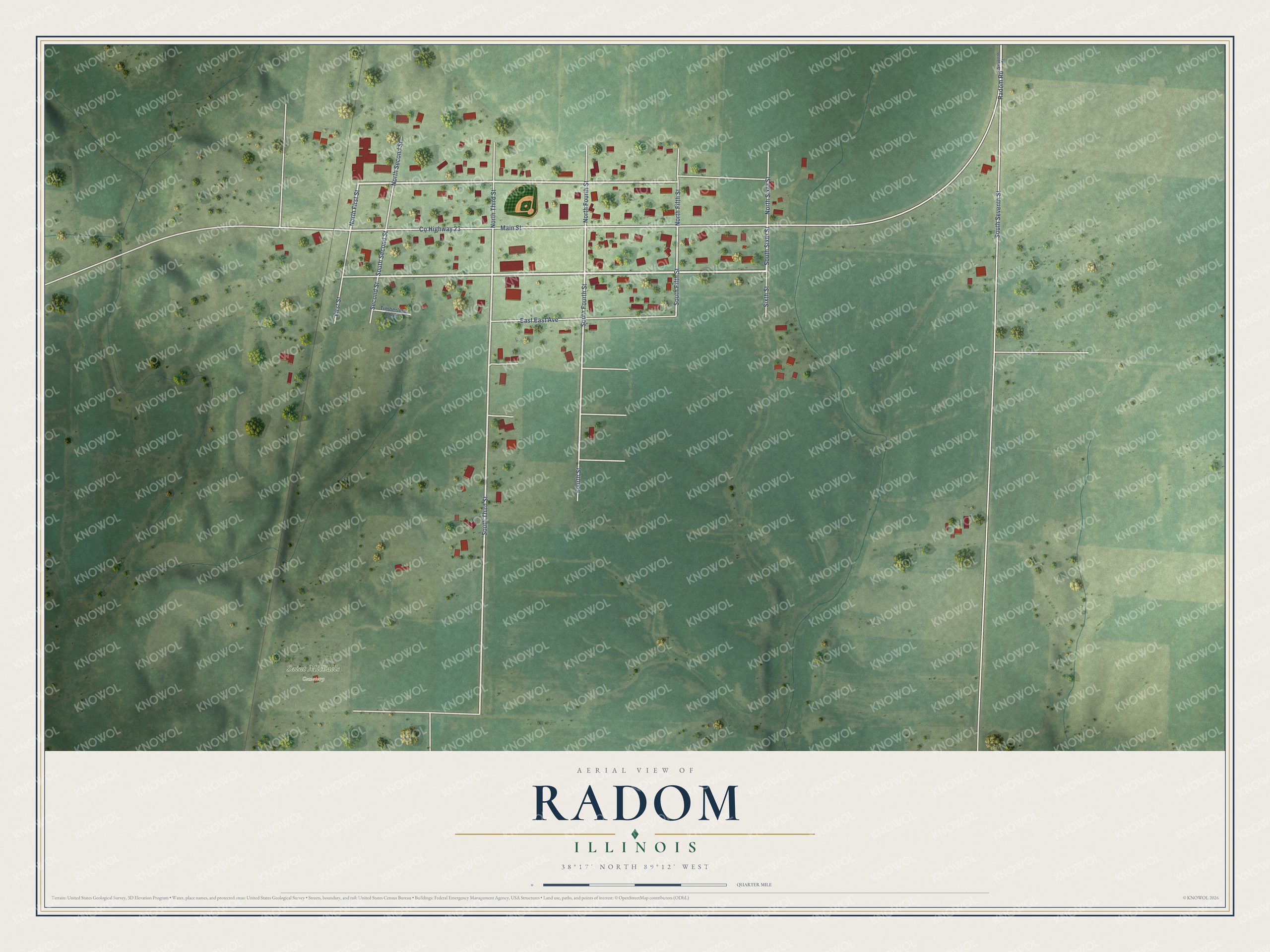 Watermarked full-map preview of Radom, Illinois