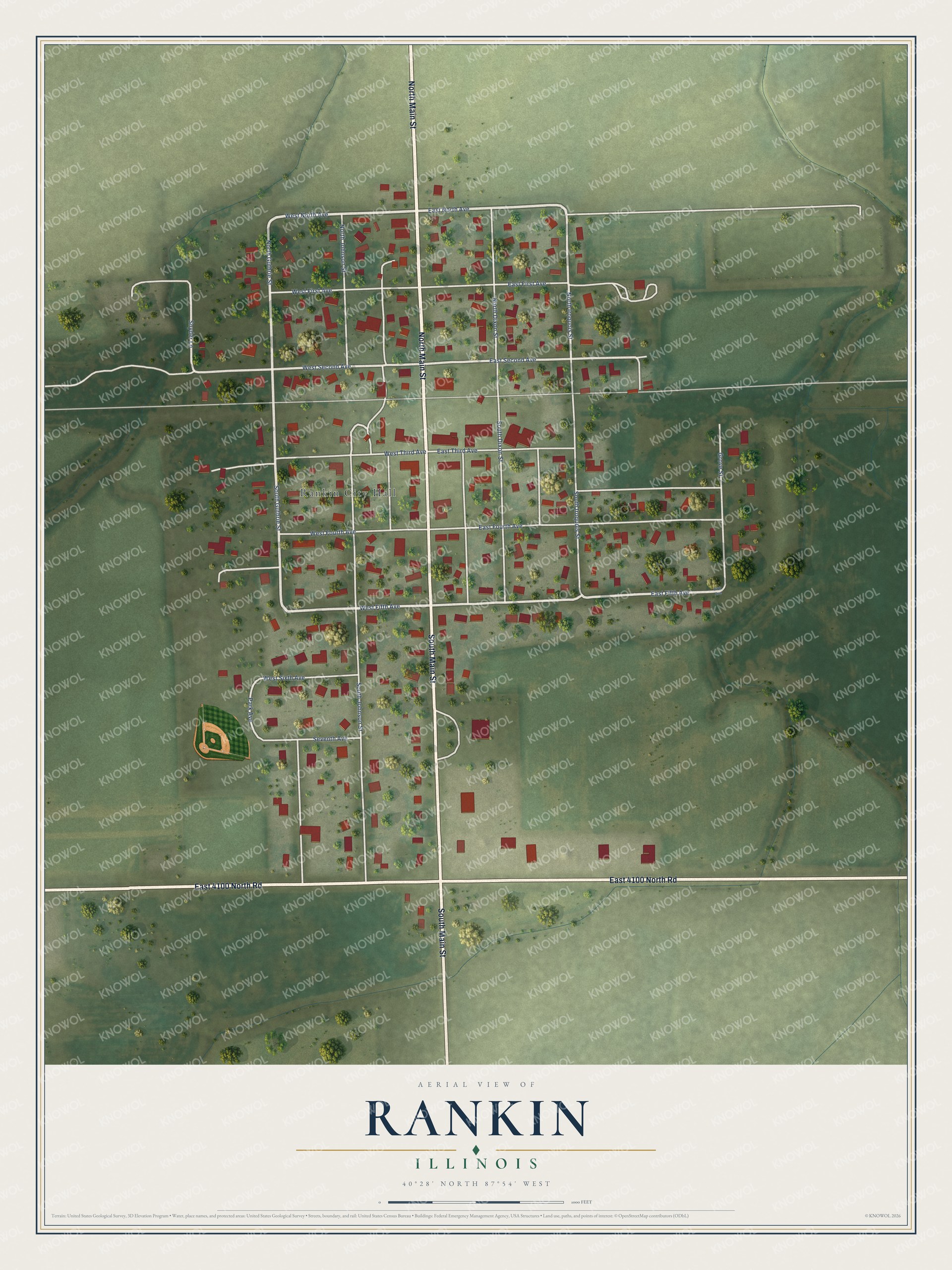 Watermarked full-map preview of Rankin, Illinois