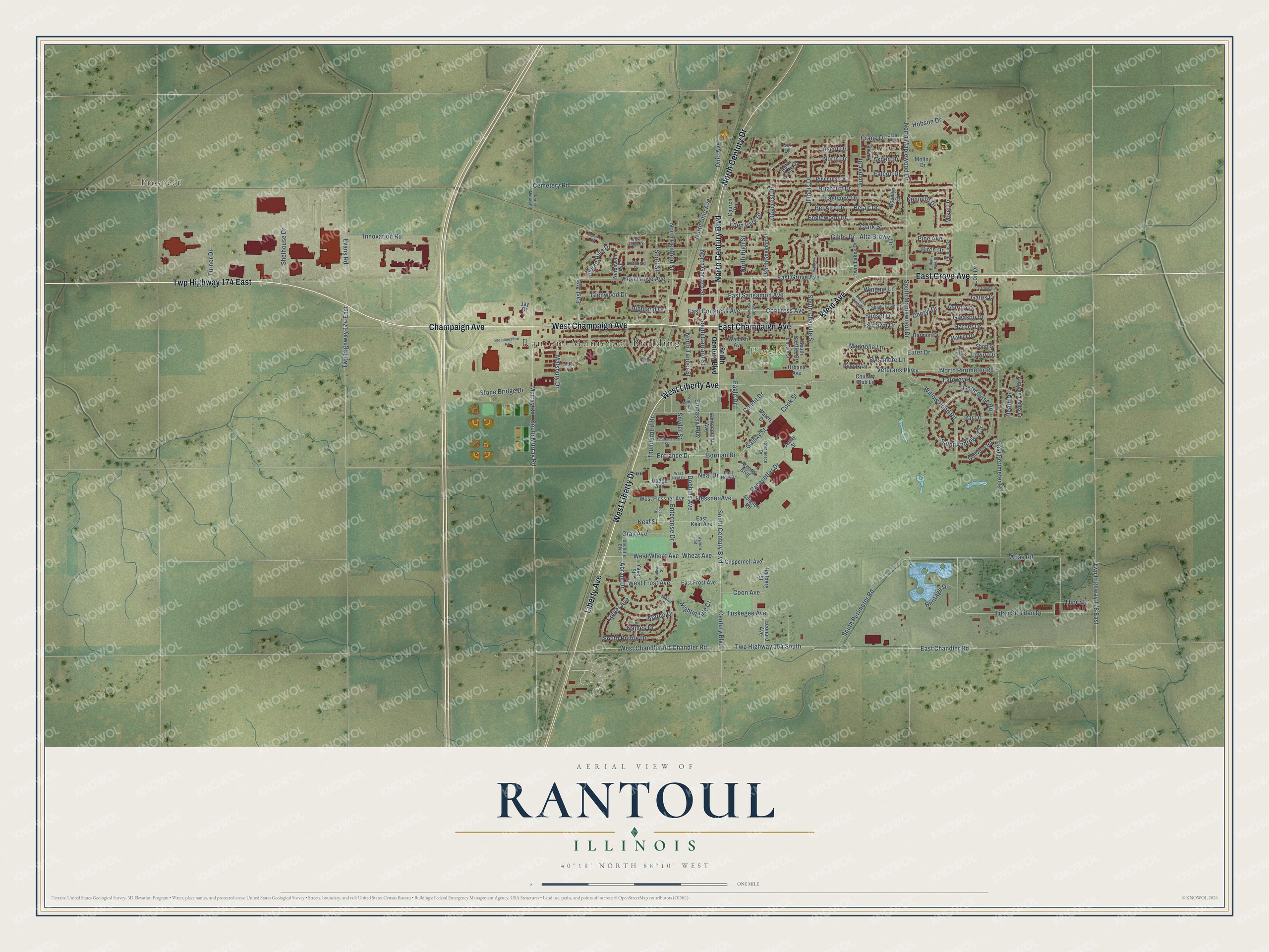Watermarked full-map preview of Rantoul, Illinois
