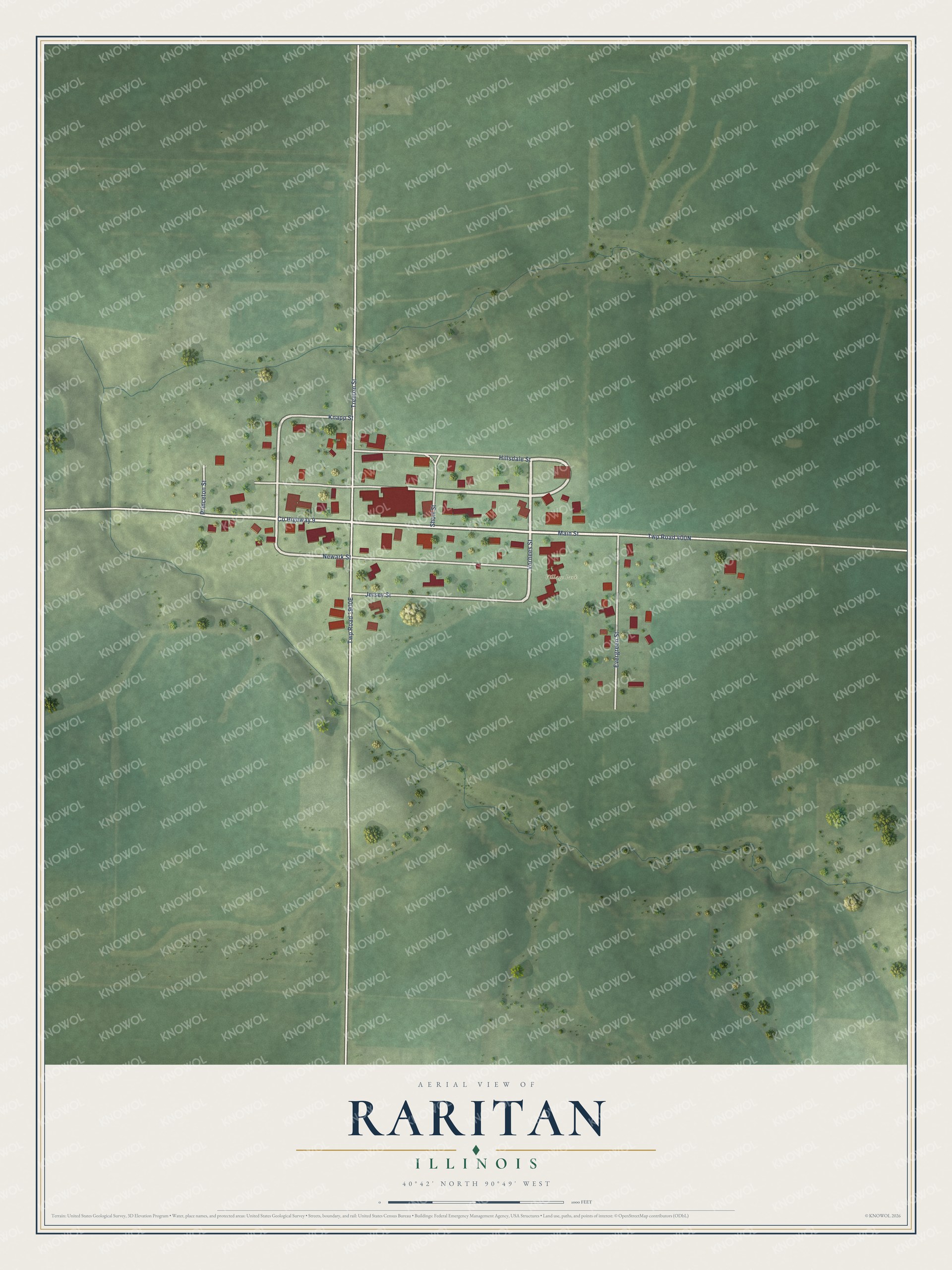 Watermarked full-map preview of Raritan, Illinois