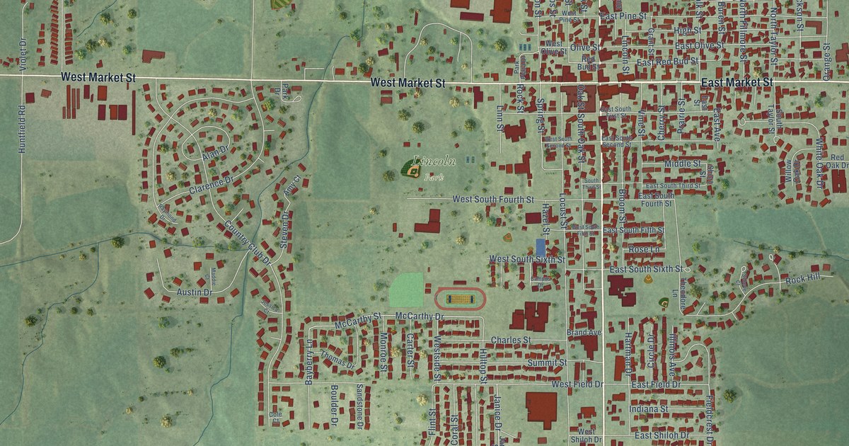 Map of Red Bud, Illinois in 2026