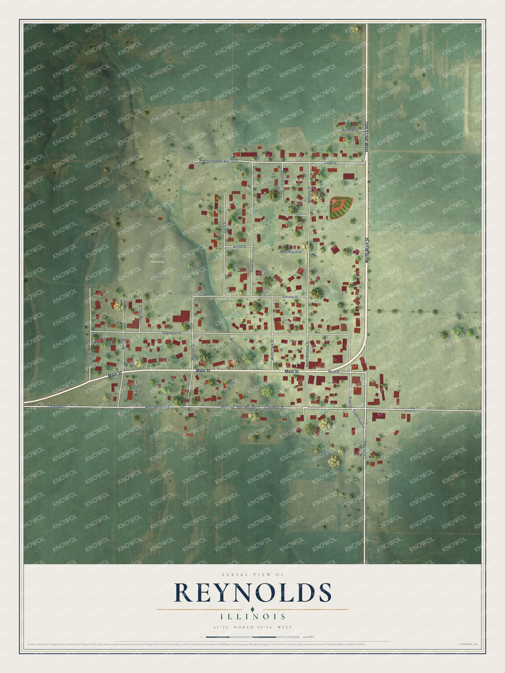 Watermarked full-map preview of Reynolds, Illinois