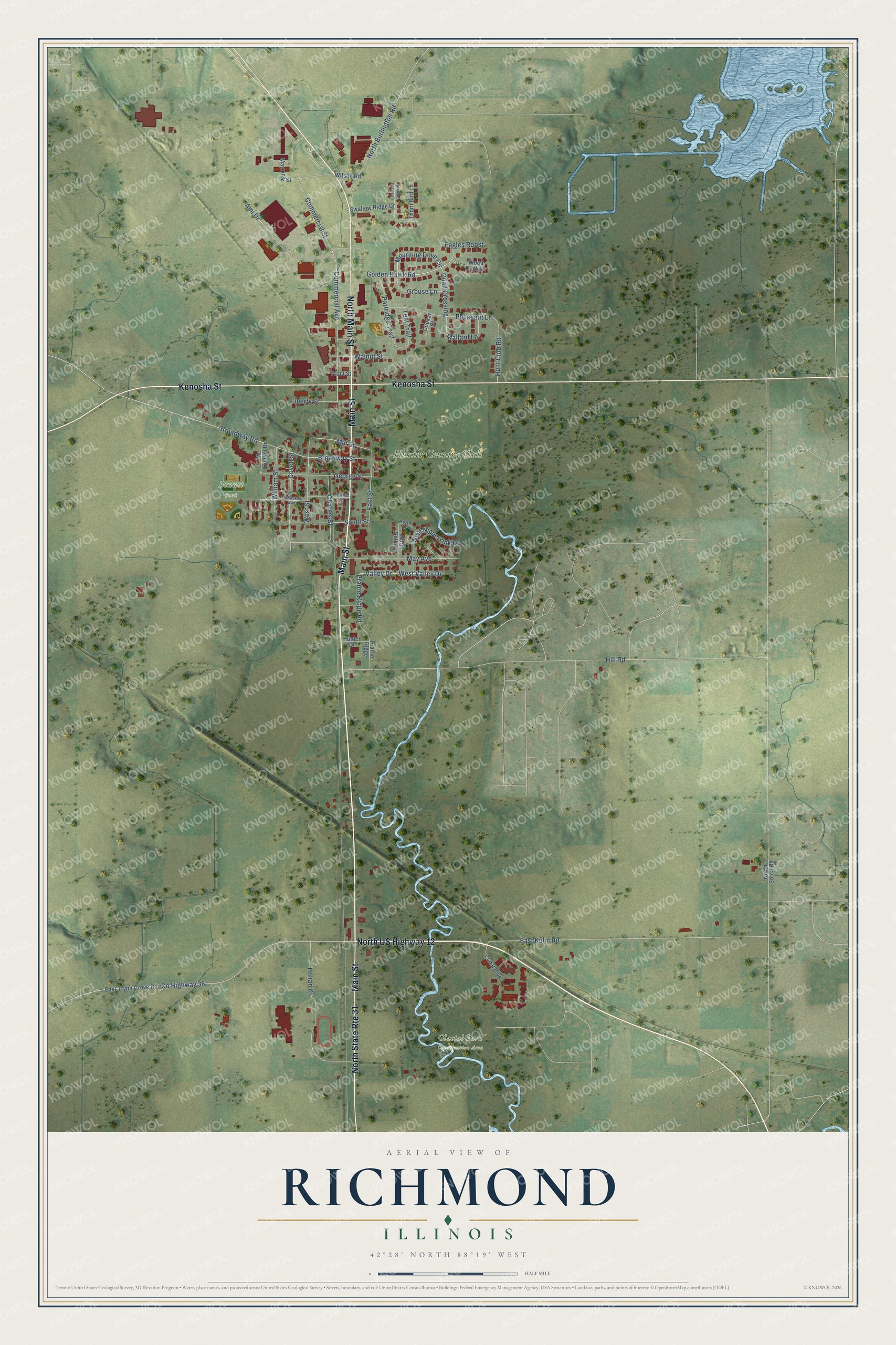 Watermarked full-map preview of Richmond, Illinois