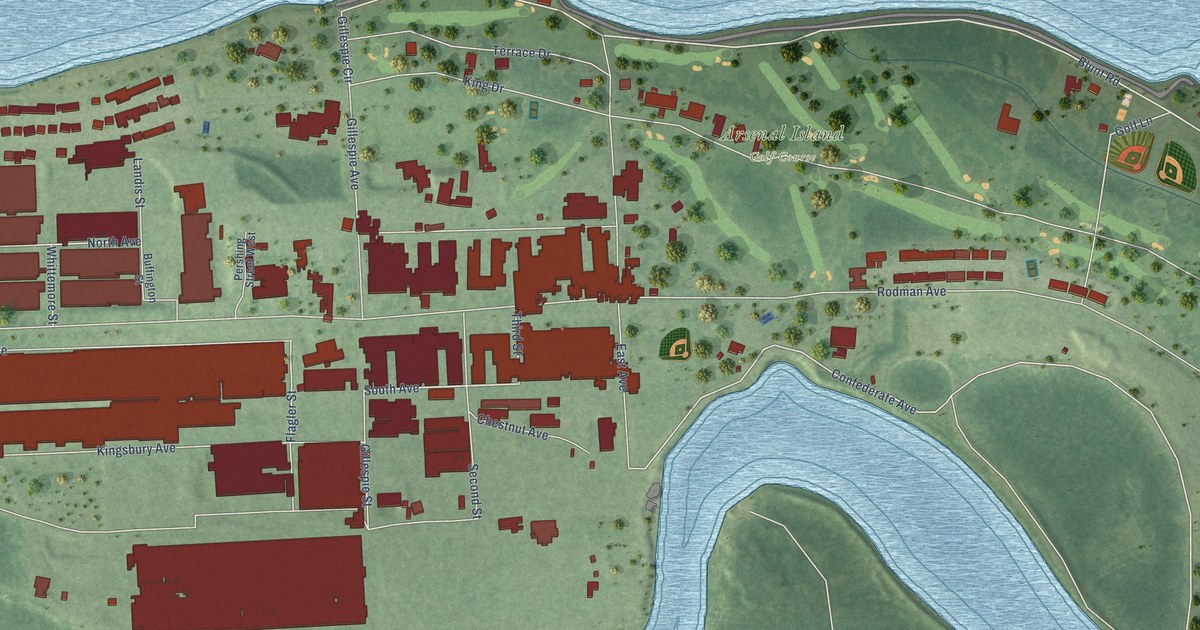 Map of Rock Island Arsenal, Illinois in 2026