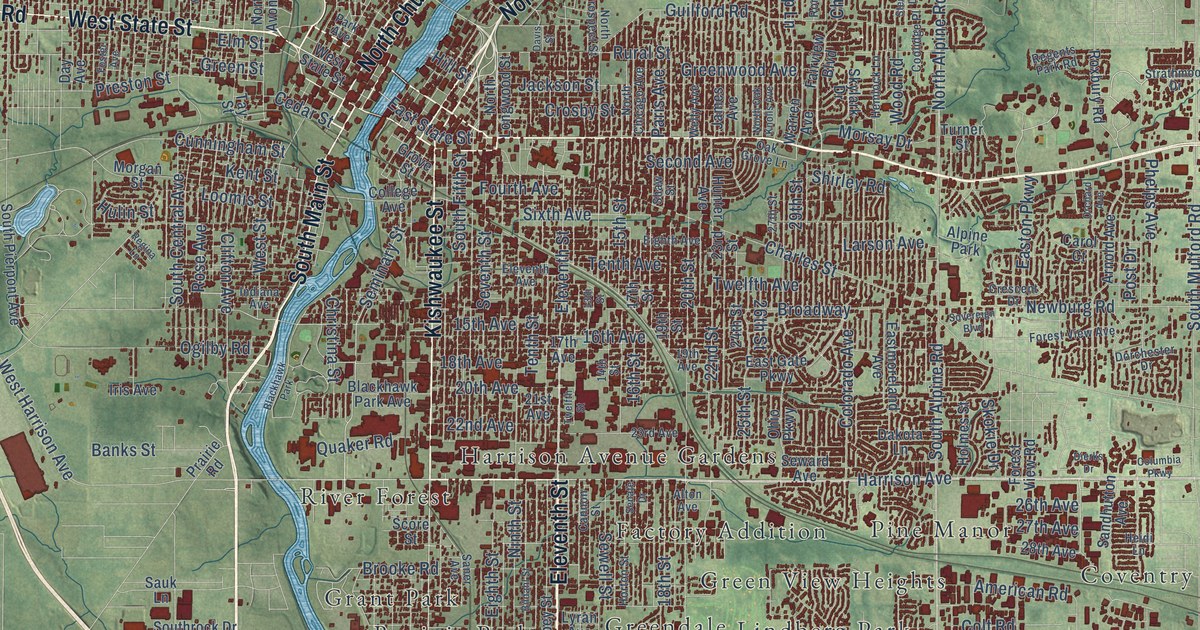 Map of Rockford, Illinois in 2026