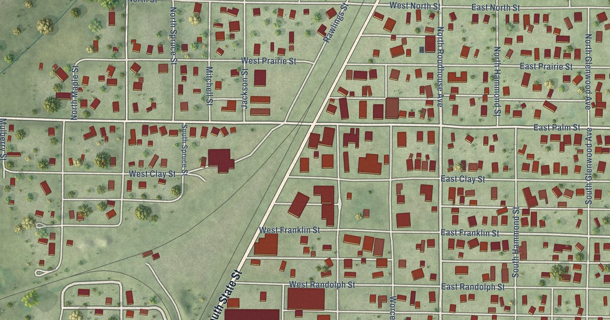Map of Roodhouse, Illinois in 2026