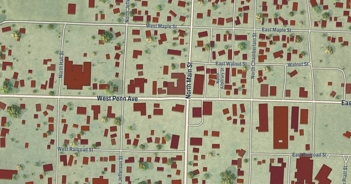Map of Roseville, Illinois in 2026