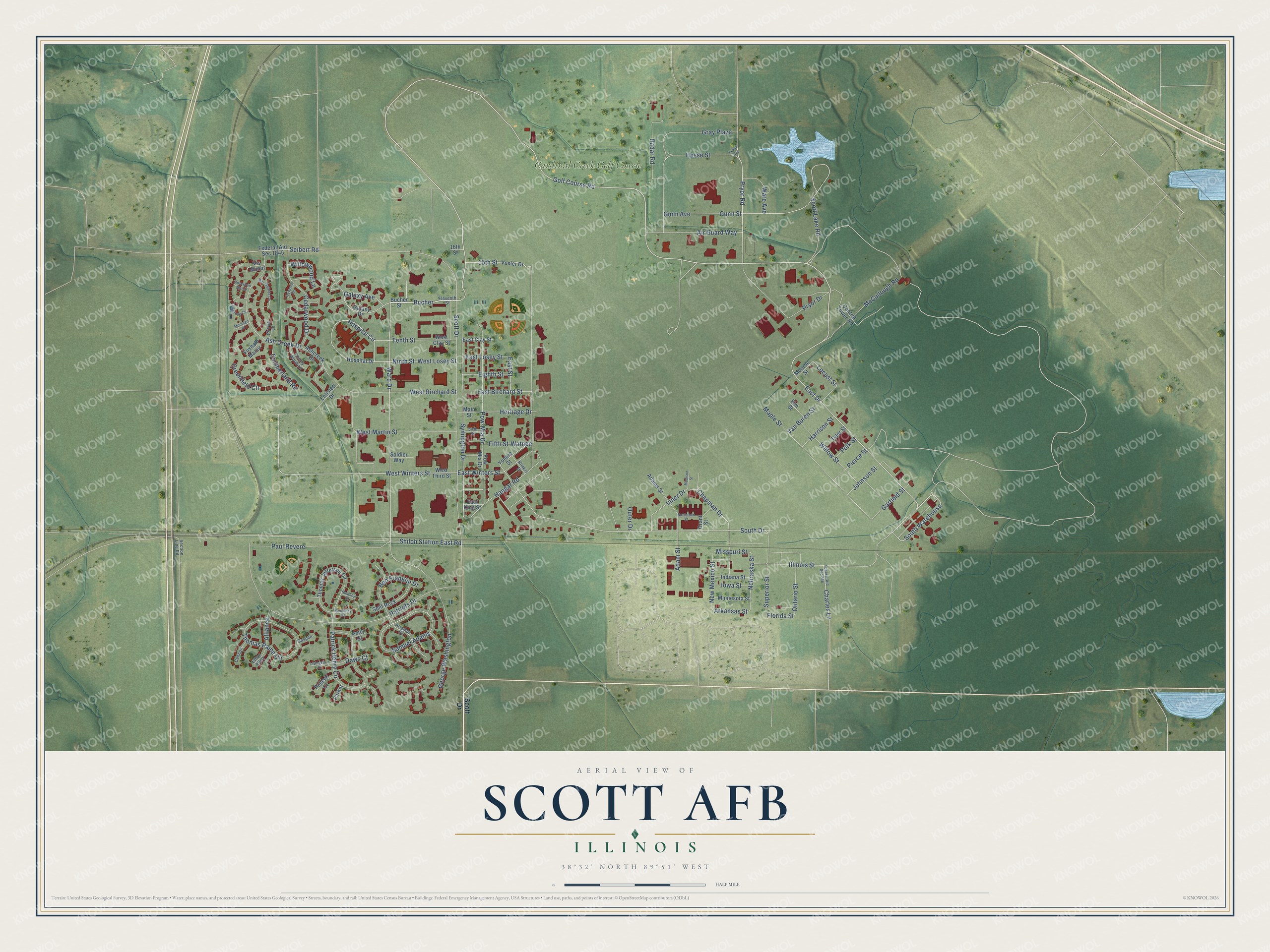 Watermarked full-map preview of Scott AFB, Illinois