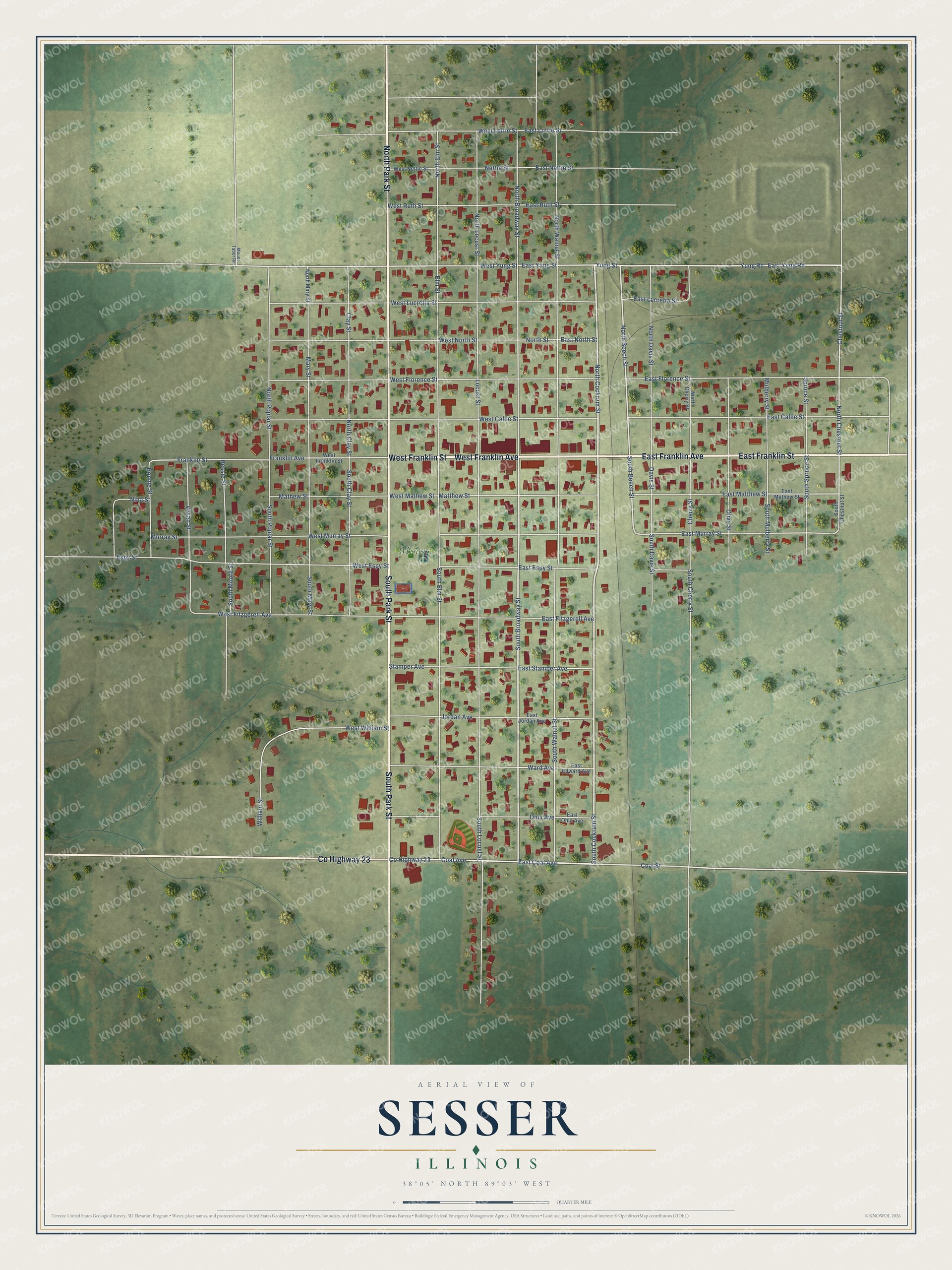Watermarked full-map preview of Sesser, Illinois
