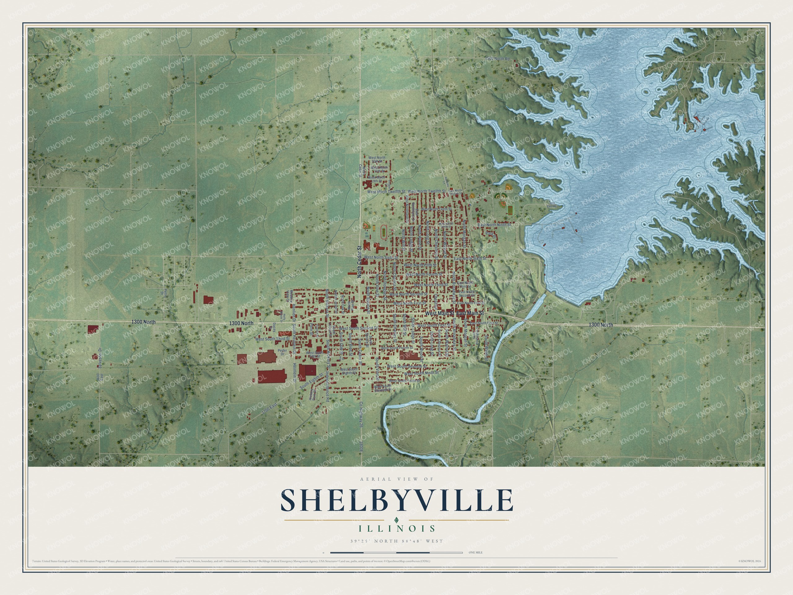 Watermarked full-map preview of Shelbyville, Illinois