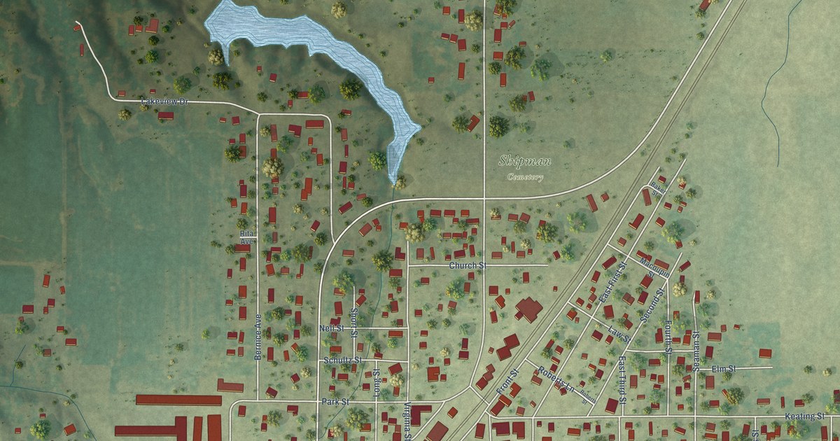 Map of Shipman, Illinois in 2026