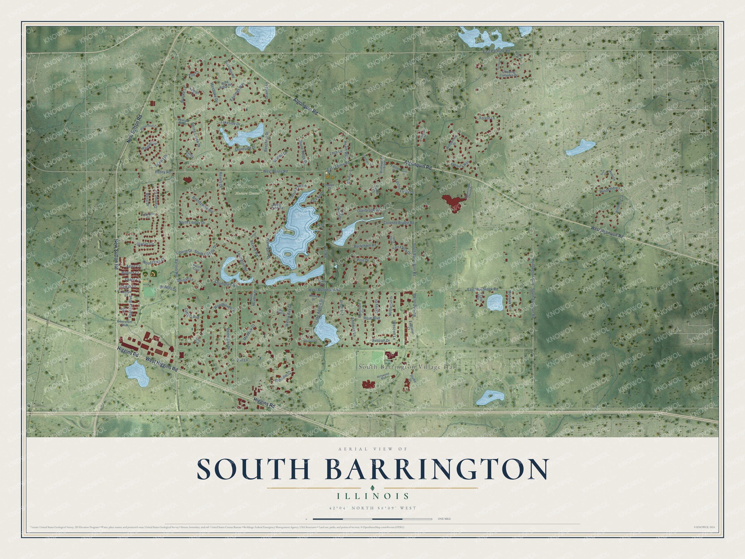 Watermarked full-map preview of South Barrington, Illinois