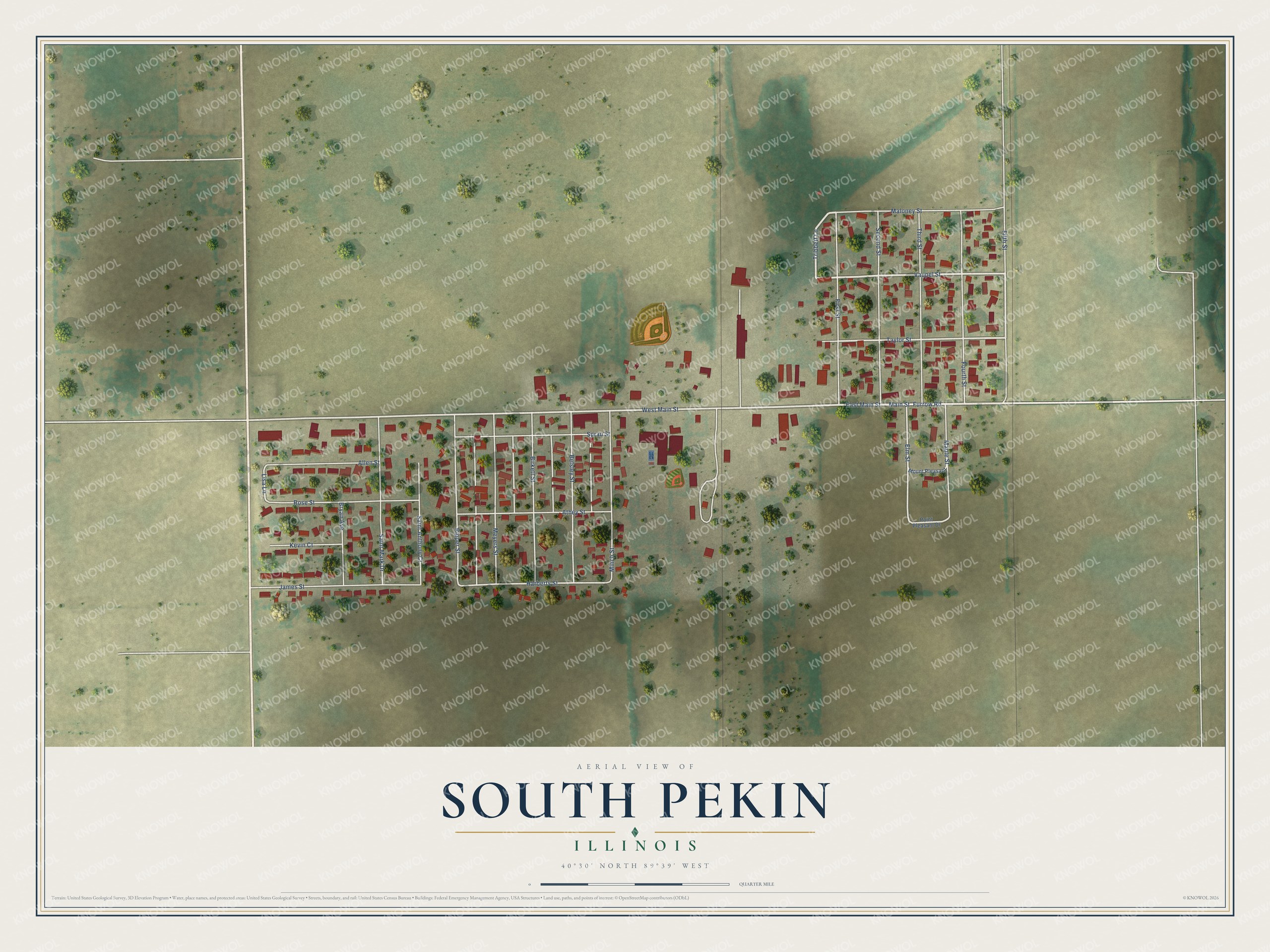 Watermarked full-map preview of South Pekin, Illinois