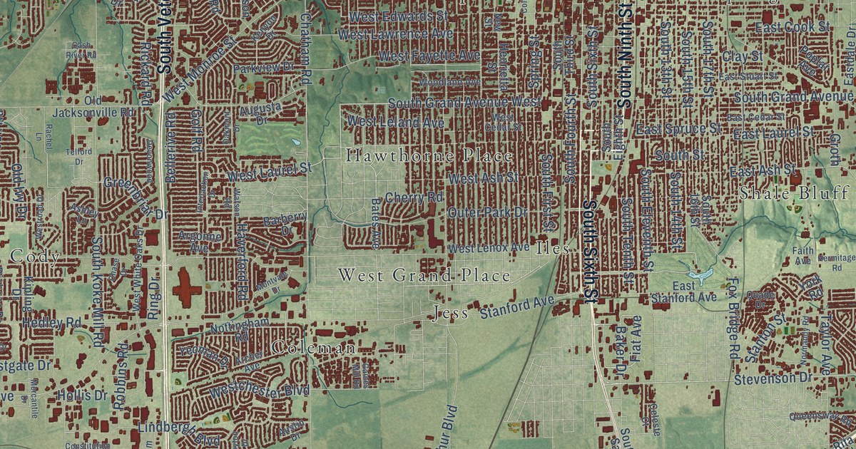 Map of Springfield, Illinois in 2026