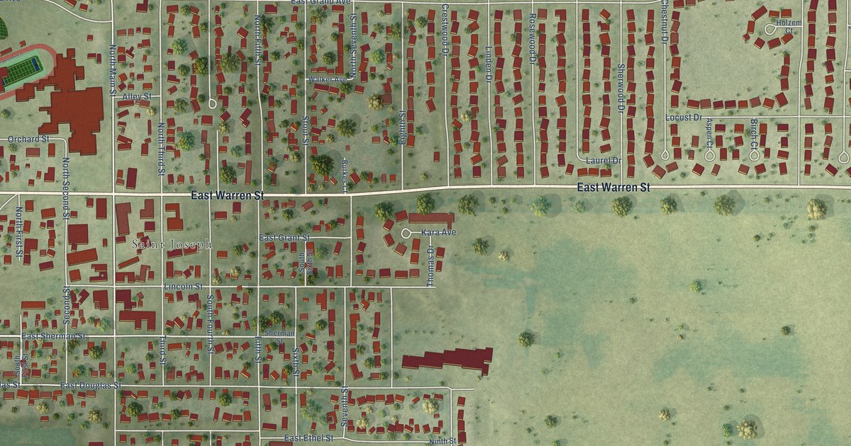 Map of St. Joseph, Illinois in 2026