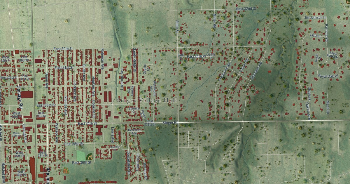 Map of Steger, Illinois in 2026